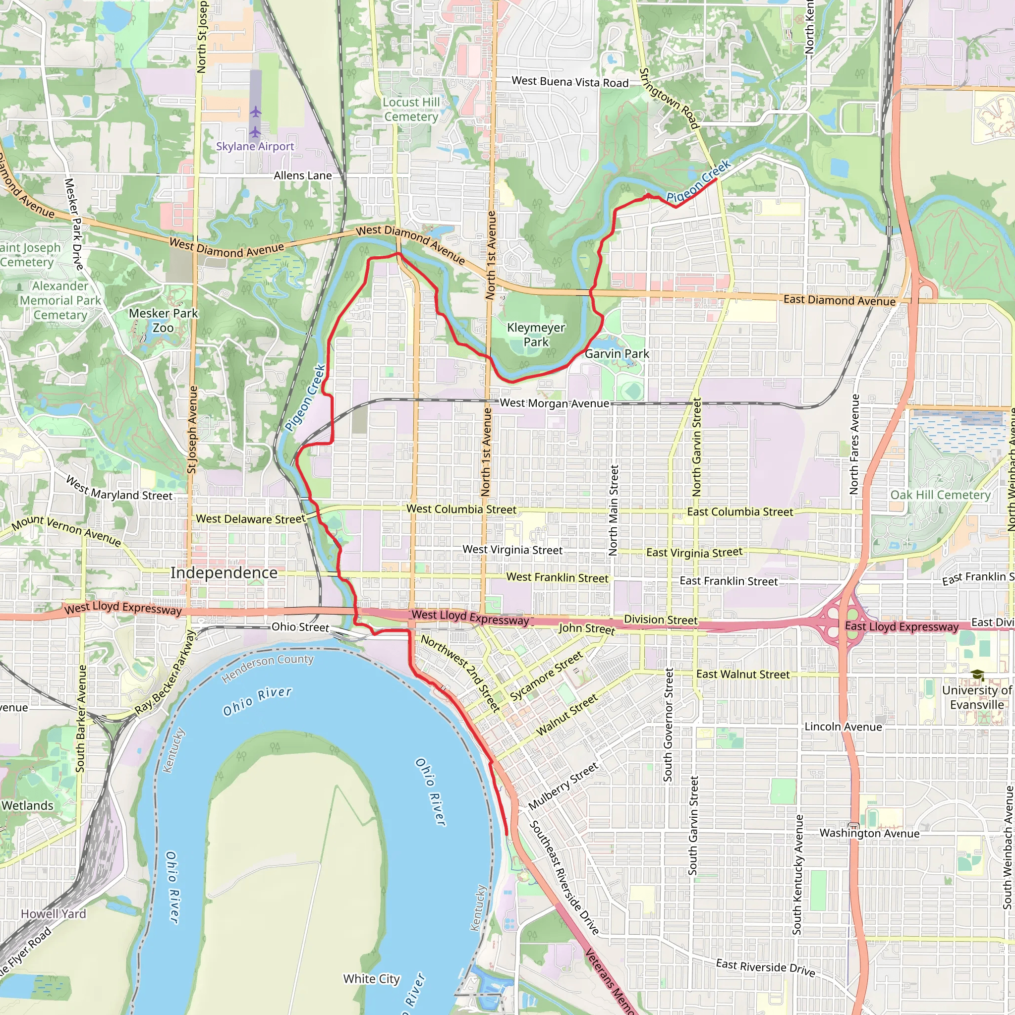 Pigeon Creek Greenway mobile static map