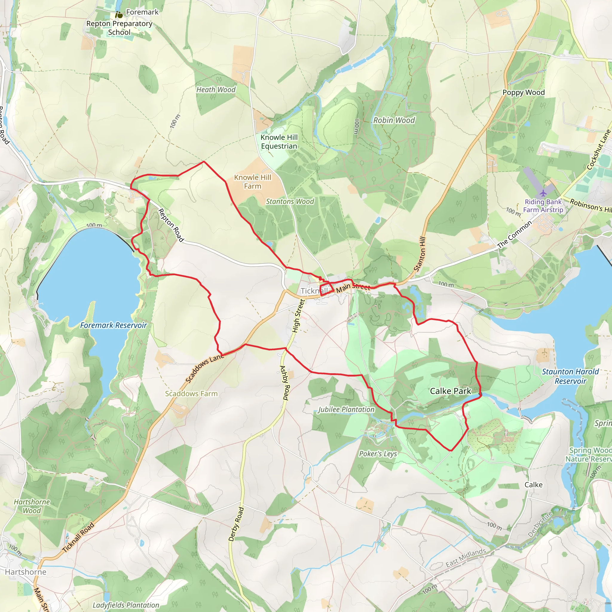 Ticknall - Calke Park and Foremark Reservoir mobile static map