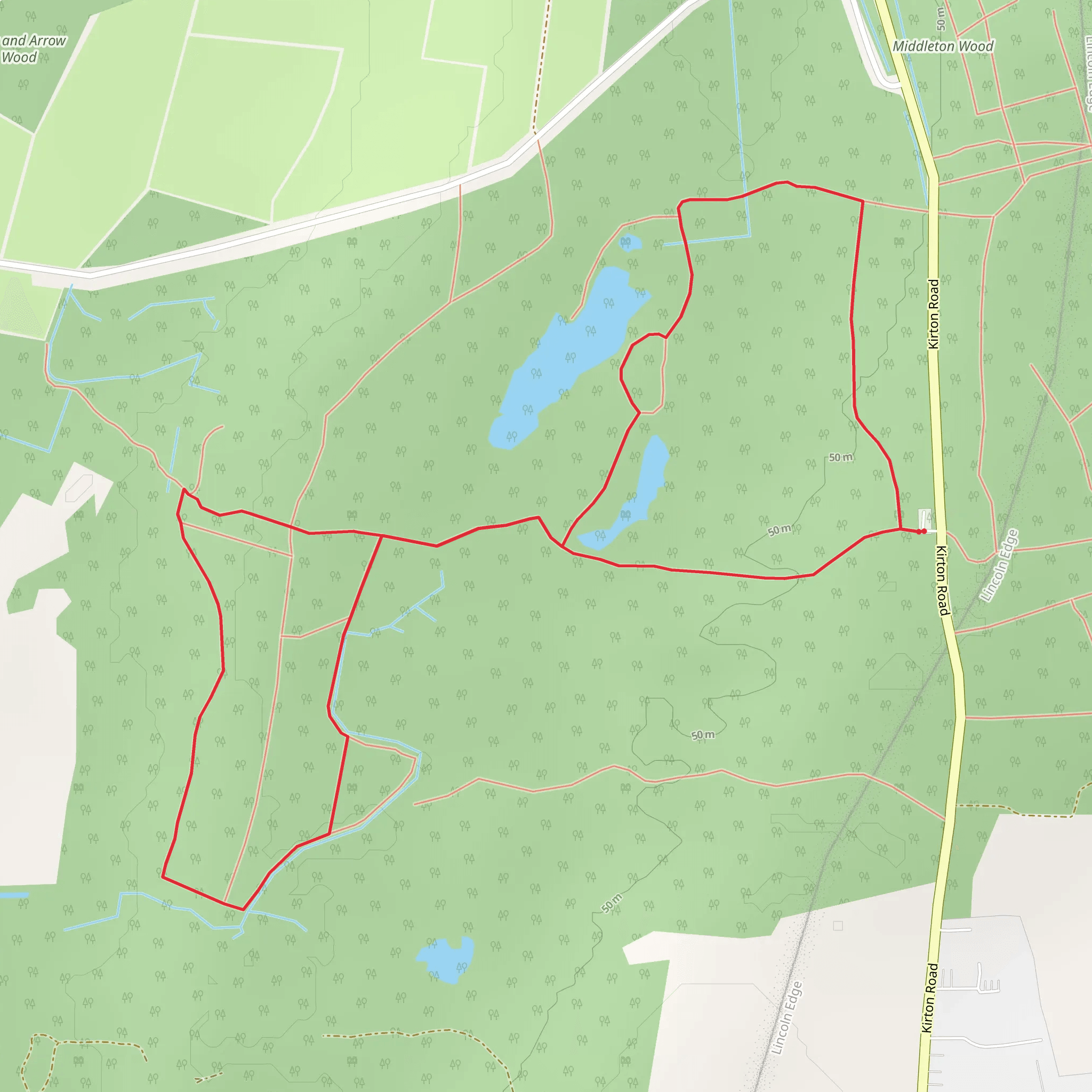 Twigmoor Woods and Gull Ponds Loop mobile static map