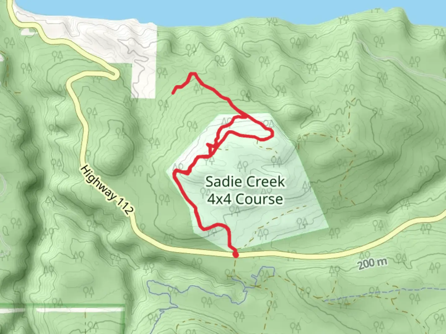 An image depicting the trail East Twin River Road and Chaos Loop and its surrounding area.