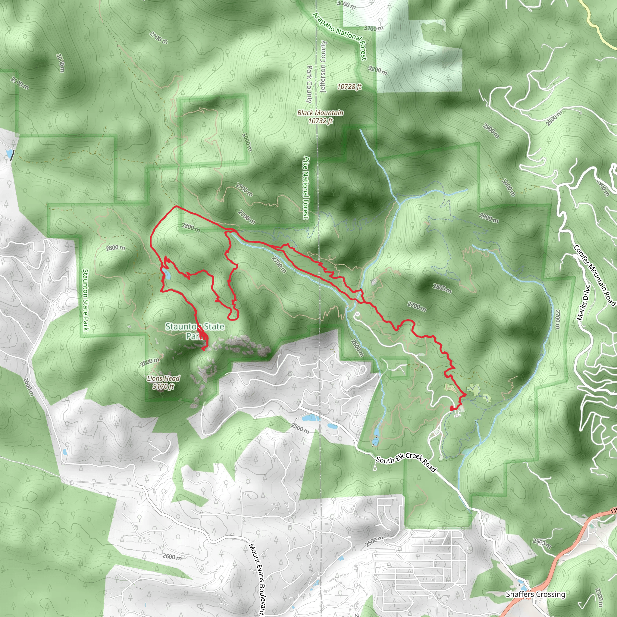 Staunton Ranch, Marmot Passage and Elk Falls Pond Loop Trail mobile static map