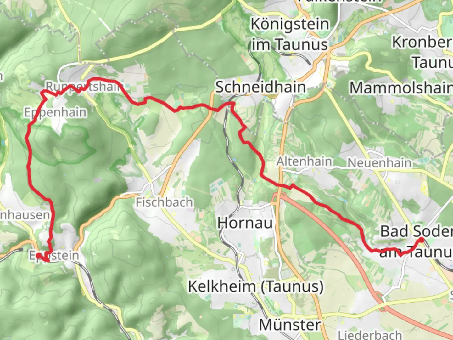 An image depicting the trail Bad Soden to Eppstein Walk and its surrounding area.
