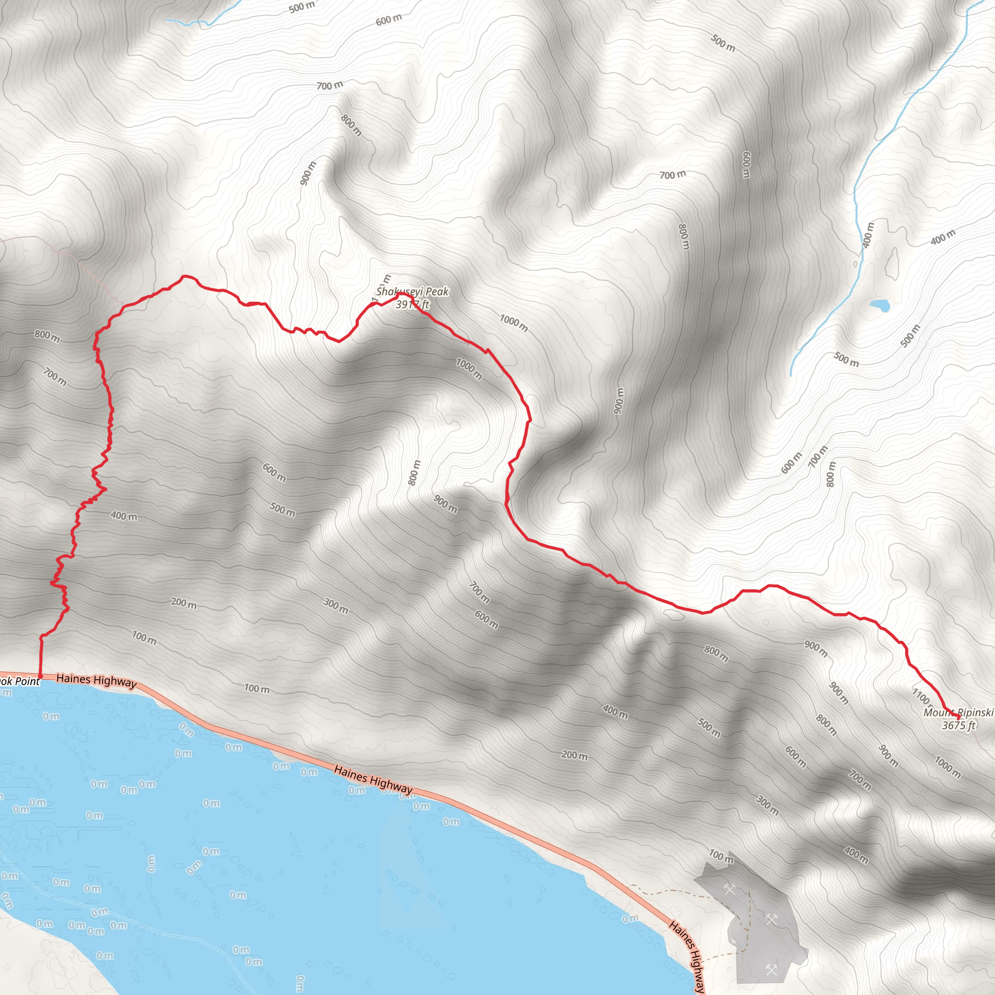Mount Ripinski, Shakuseyi Peak via 7 Mile Saddle Trail mobile static map