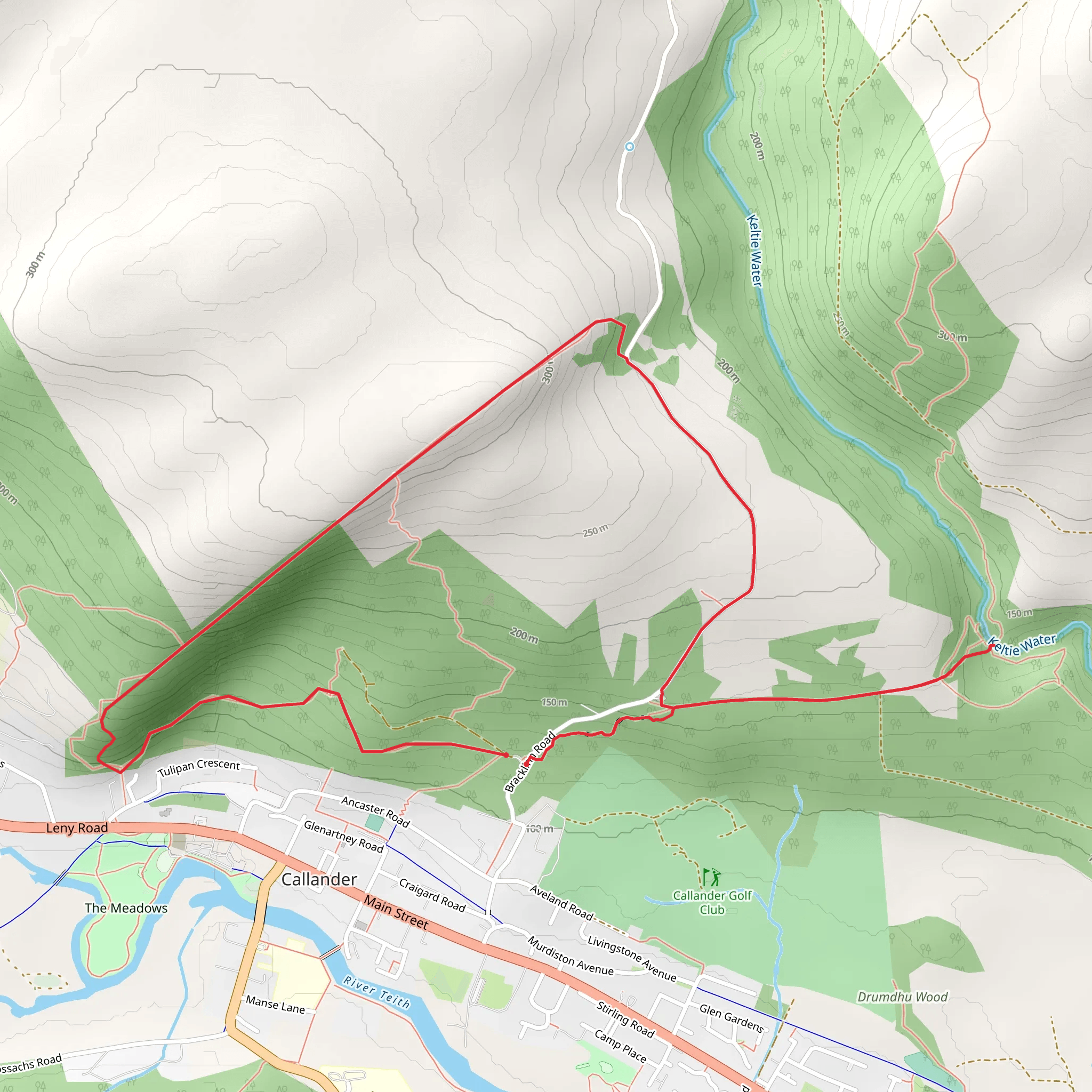 Callander Craig and Bracklinn Falls Loop mobile static map