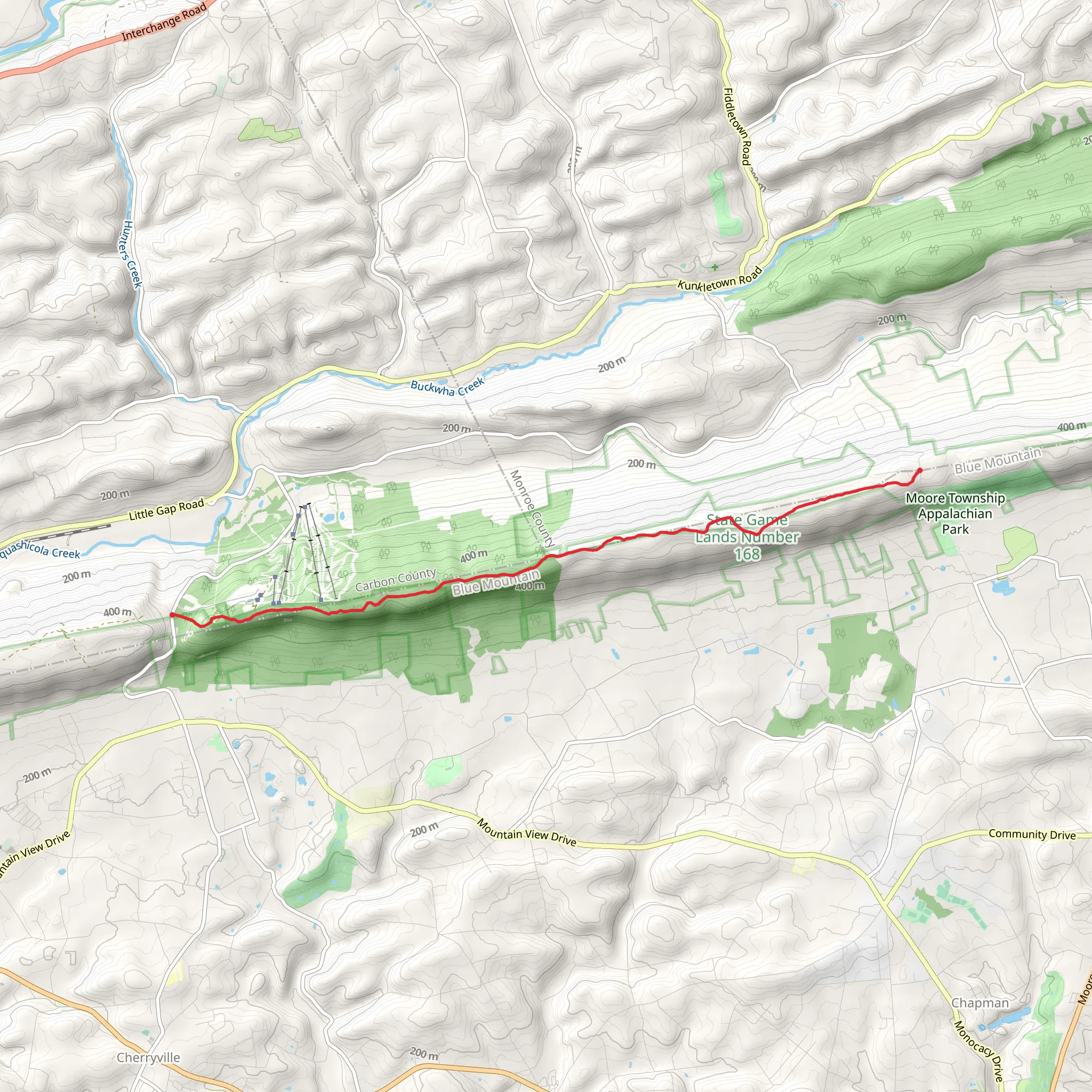 Smith Gap to Little Gap via Appalachian Trail mobile static map