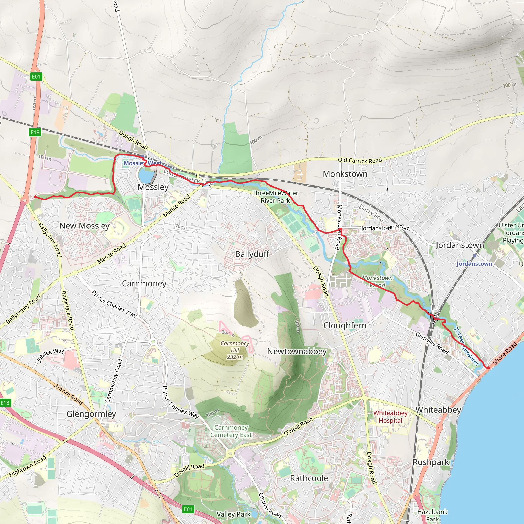 Newtownabbey Way mobile static map