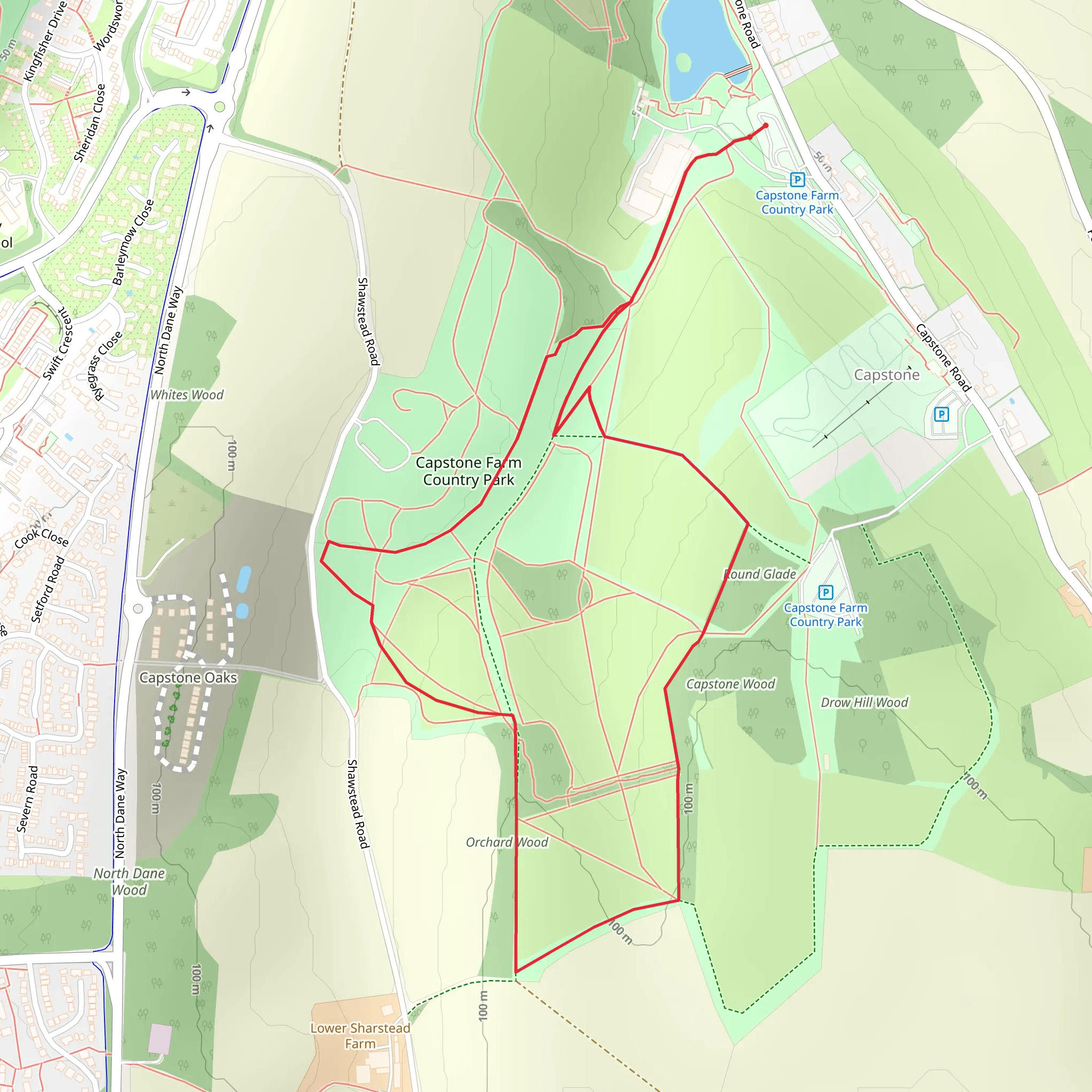 Capstone Farm Country Park Loop mobile static map
