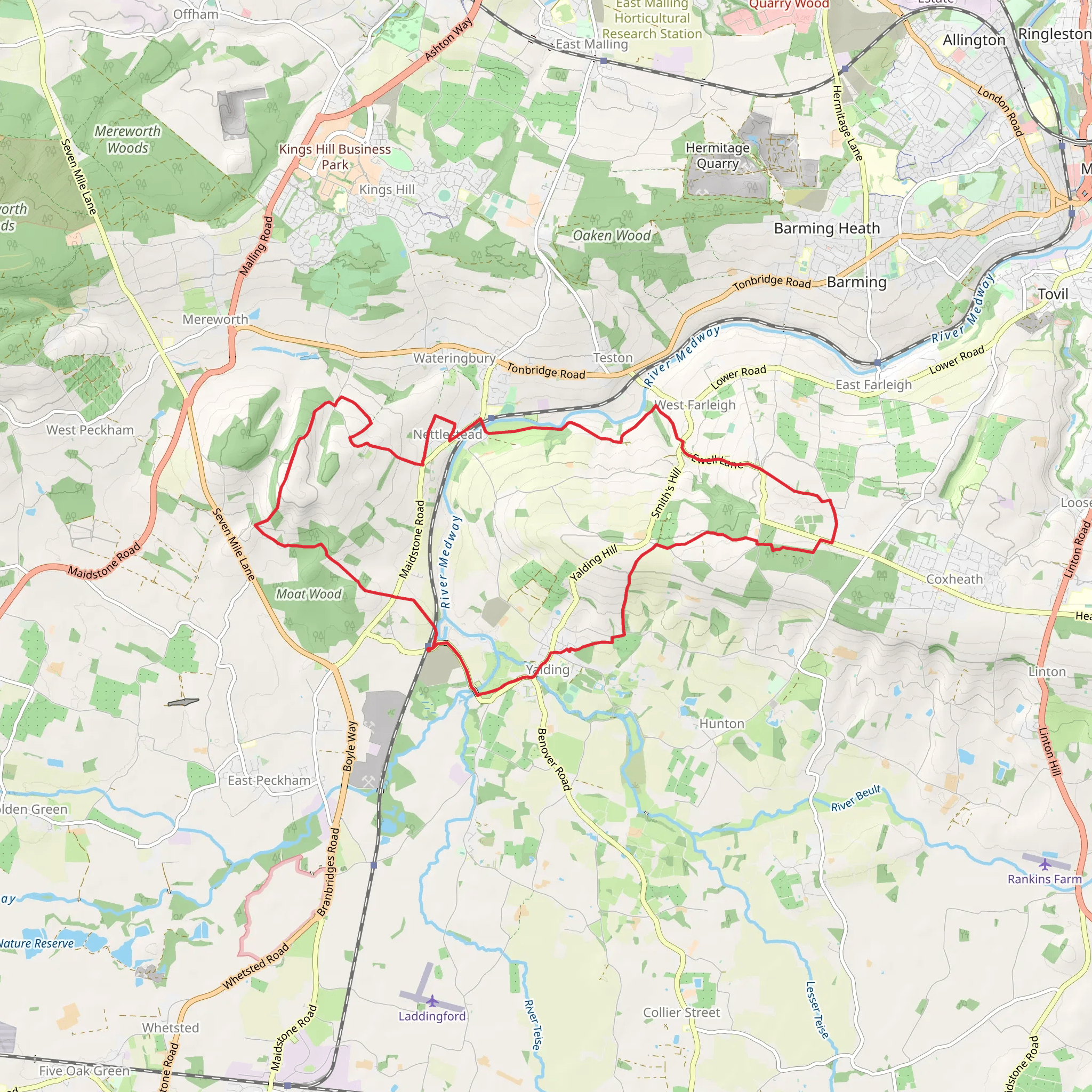 Yalding to Nettlestead Loop mobile static map