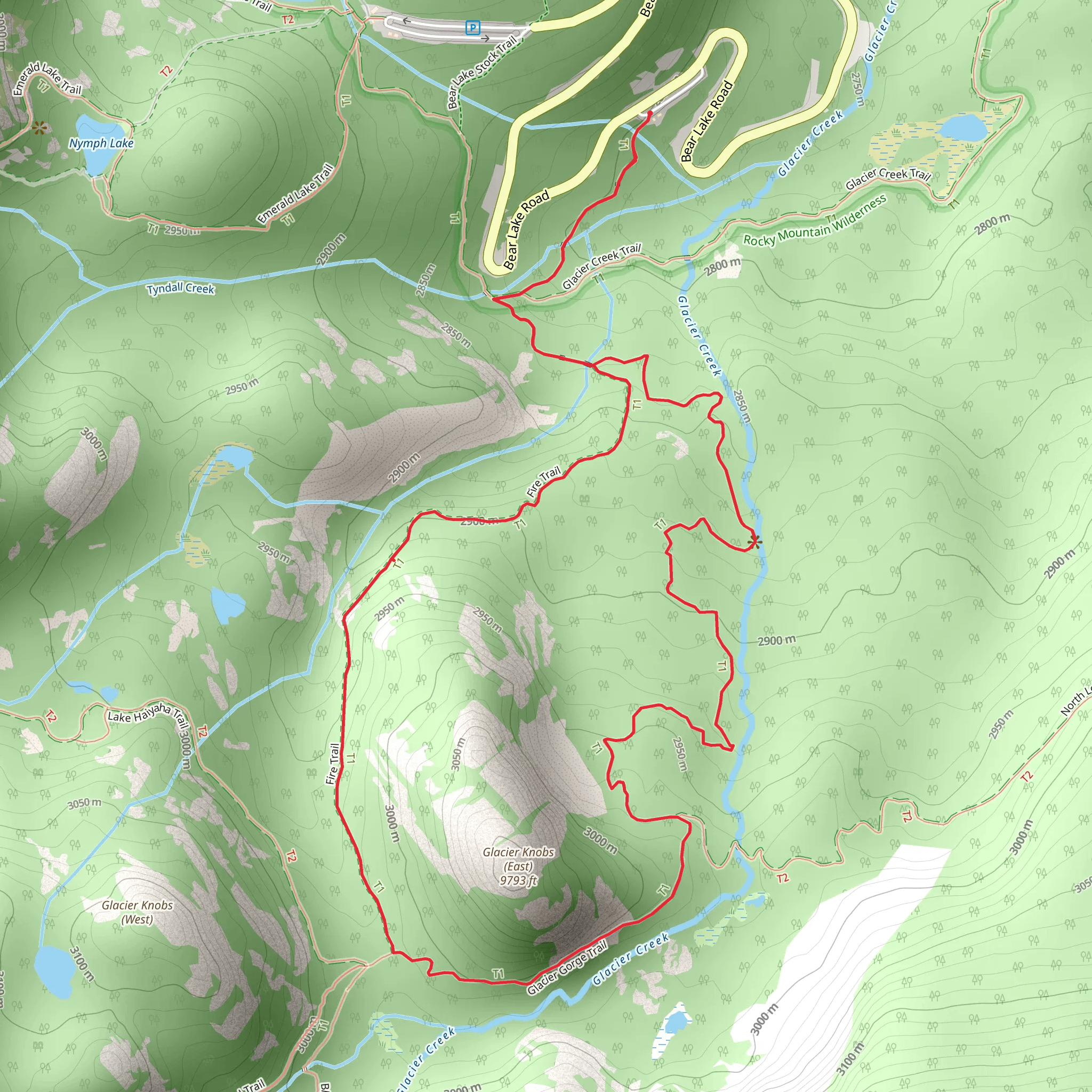 Glacier Gorge and Fire Loop Trail mobile static map
