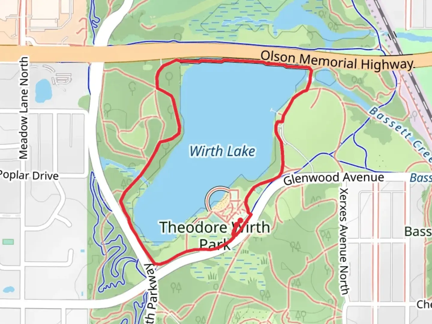 An image depicting the trail Wirth Lake Loop and its surrounding area.