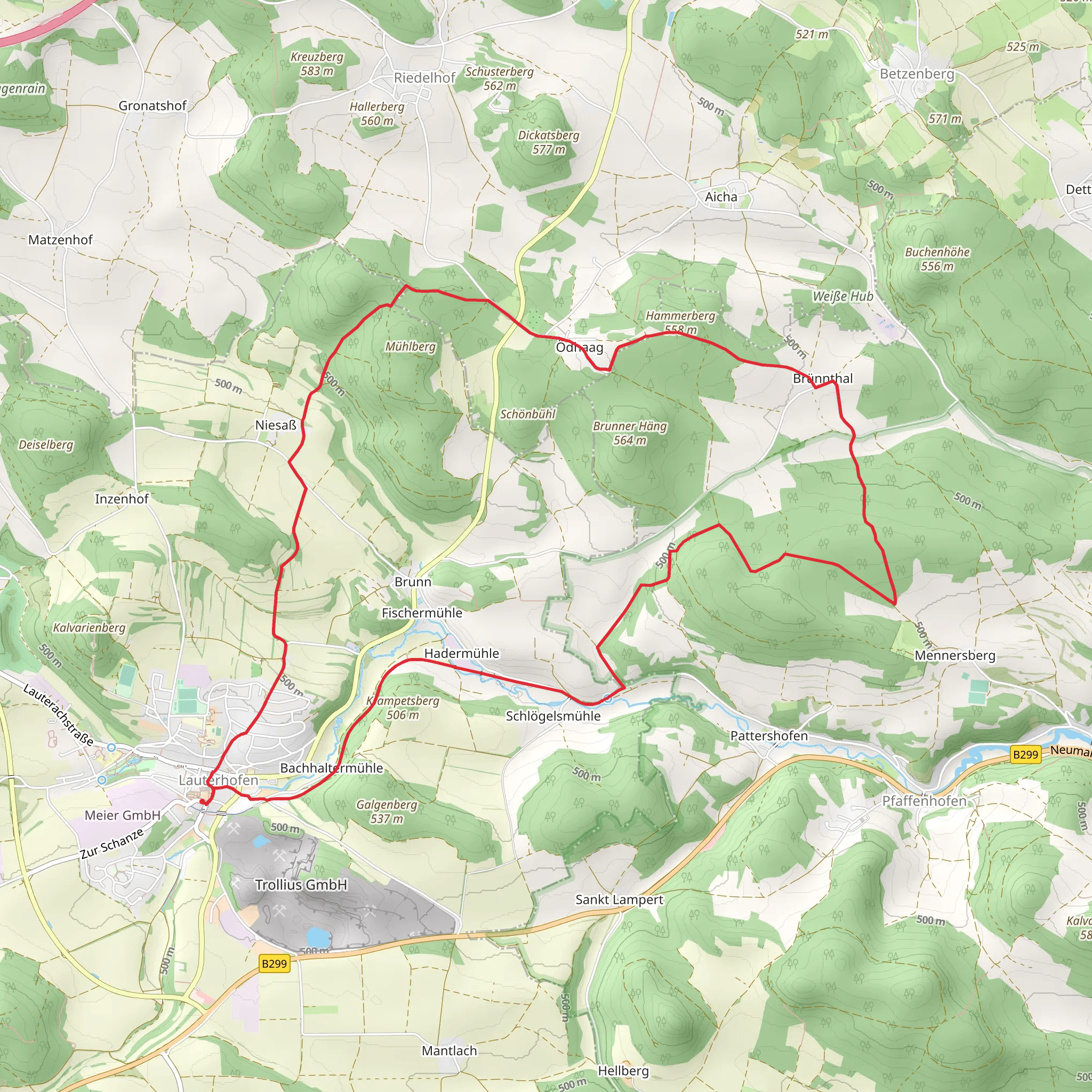 Rundweg Lauterhofen mobile static map