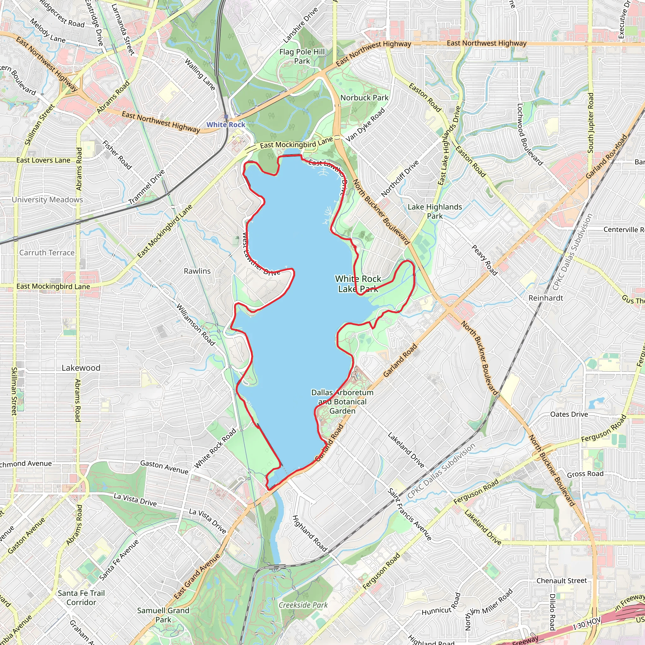 White Rock Lake Loop mobile static map