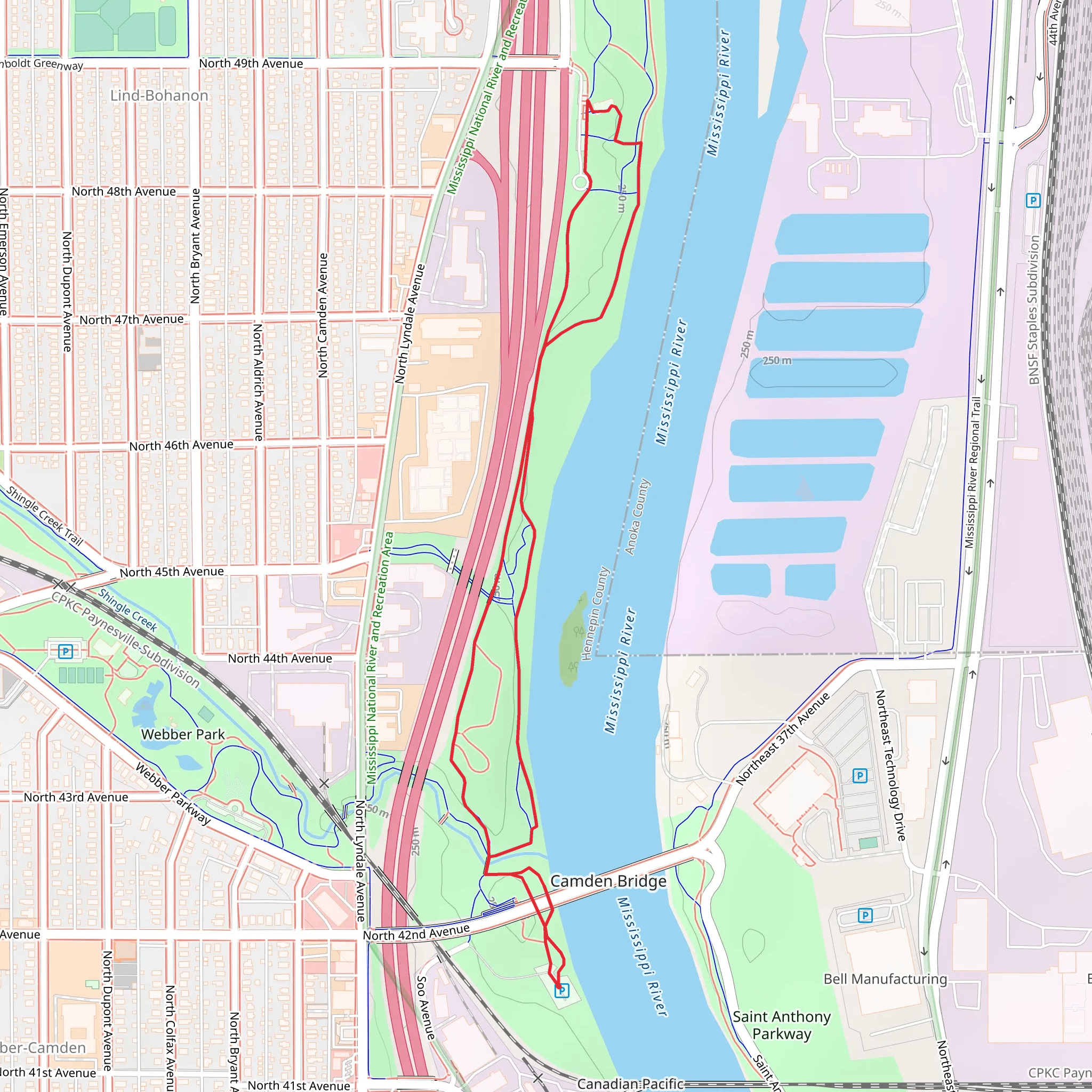 North Mississippi Park Loop Trails mobile static map