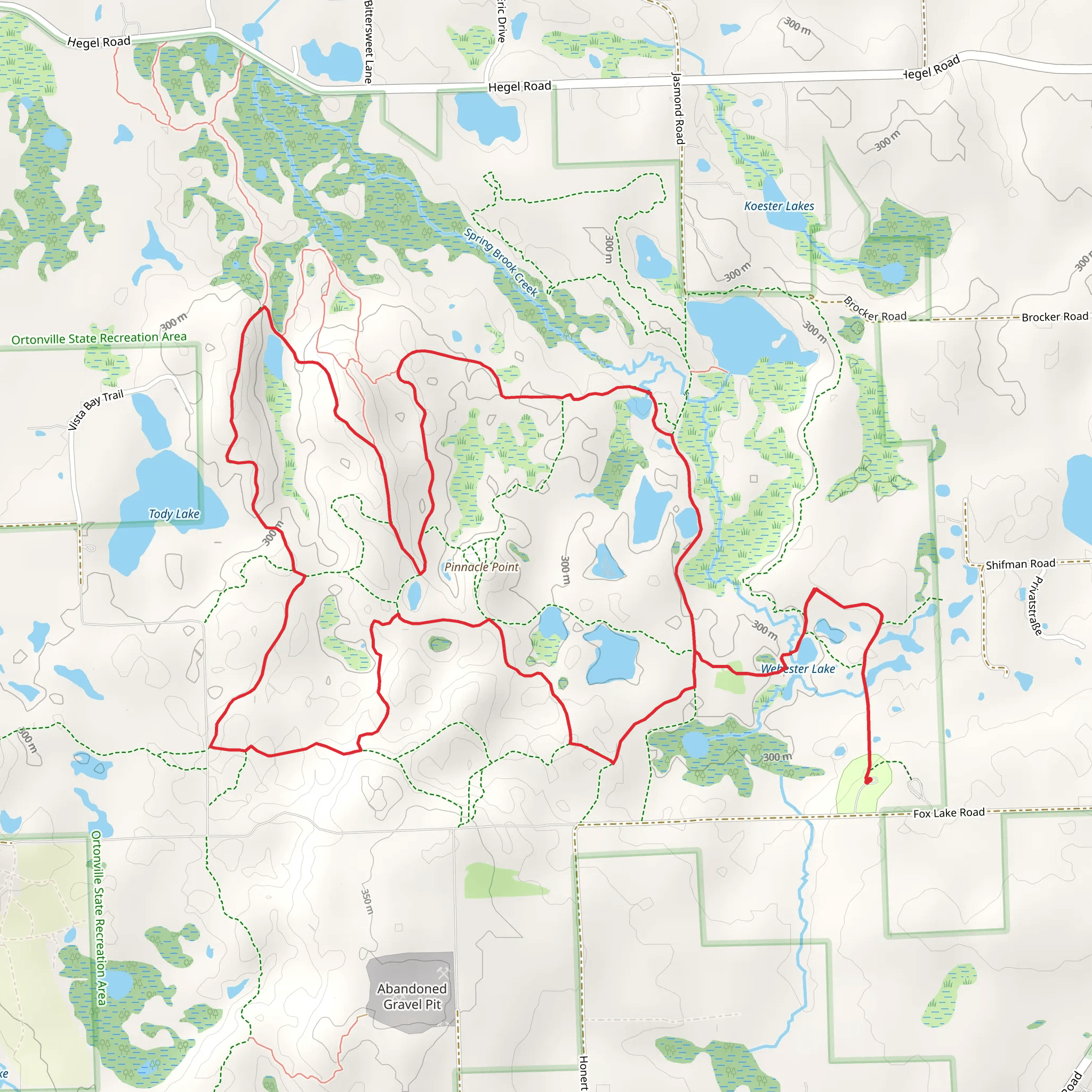 Webester Lake and Pinnacle Point Loop mobile static map