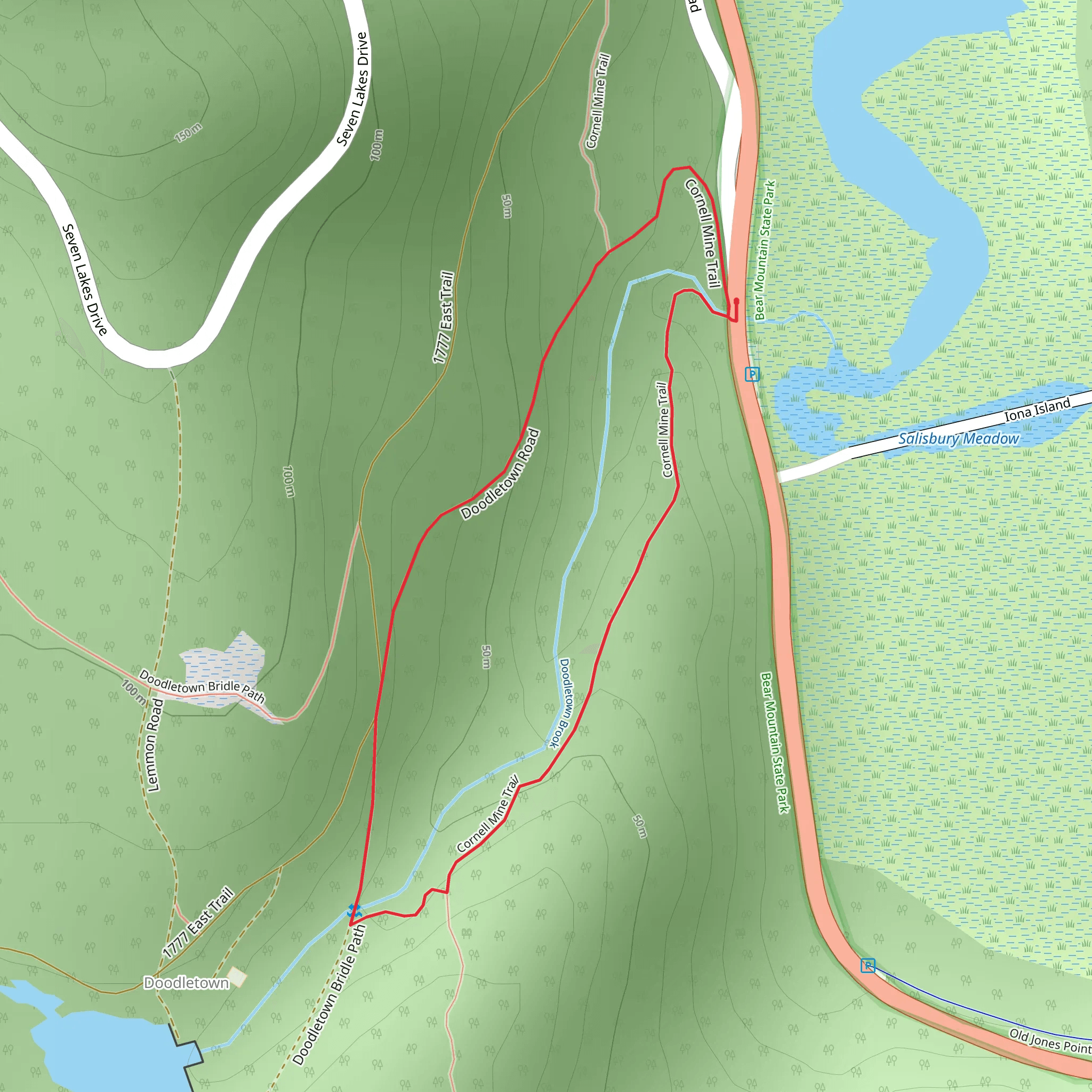 Doodletown Brook Loop via Cornell Mine Trail mobile static map