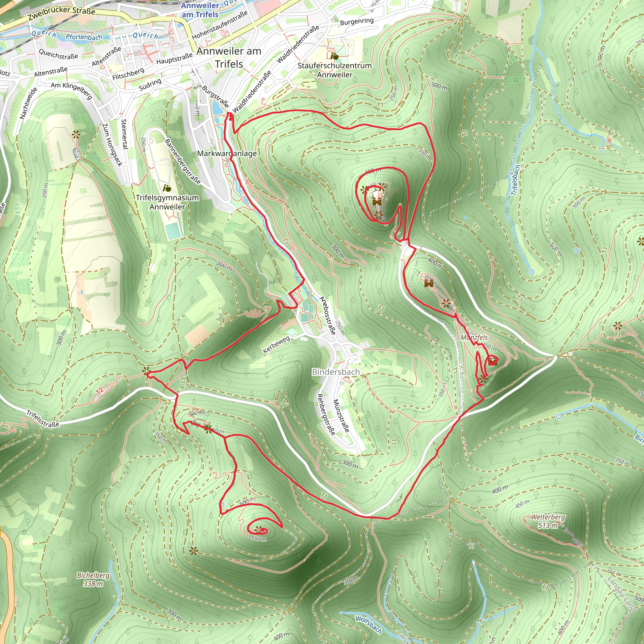 Sonnenberg, Fensterfels and Rehberg via Rundwanderweg Leinsweiler 4 mobile static map