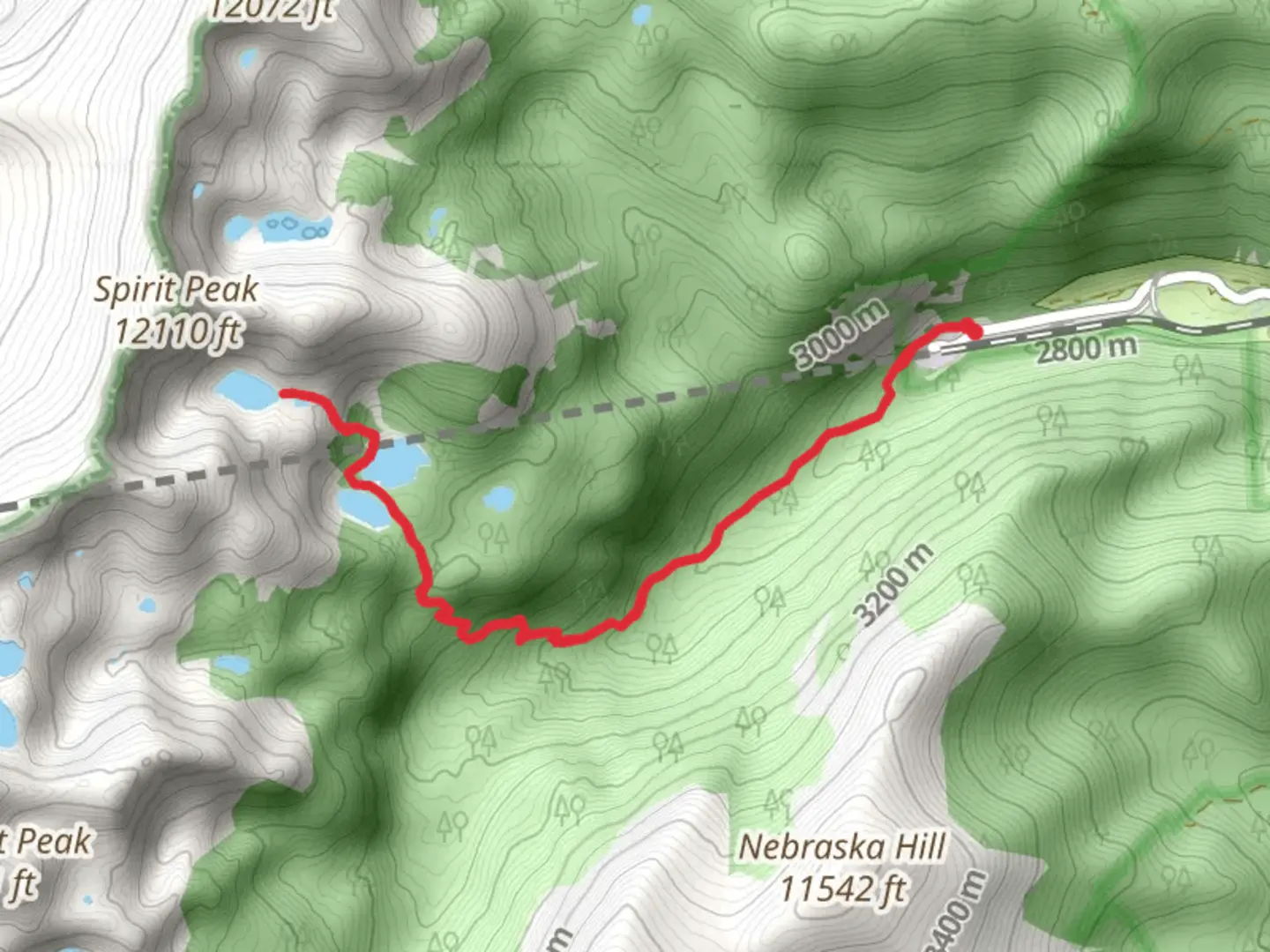 An image depicting the trail Crater Lakes via South Boulder Creek Trail and its surrounding area.