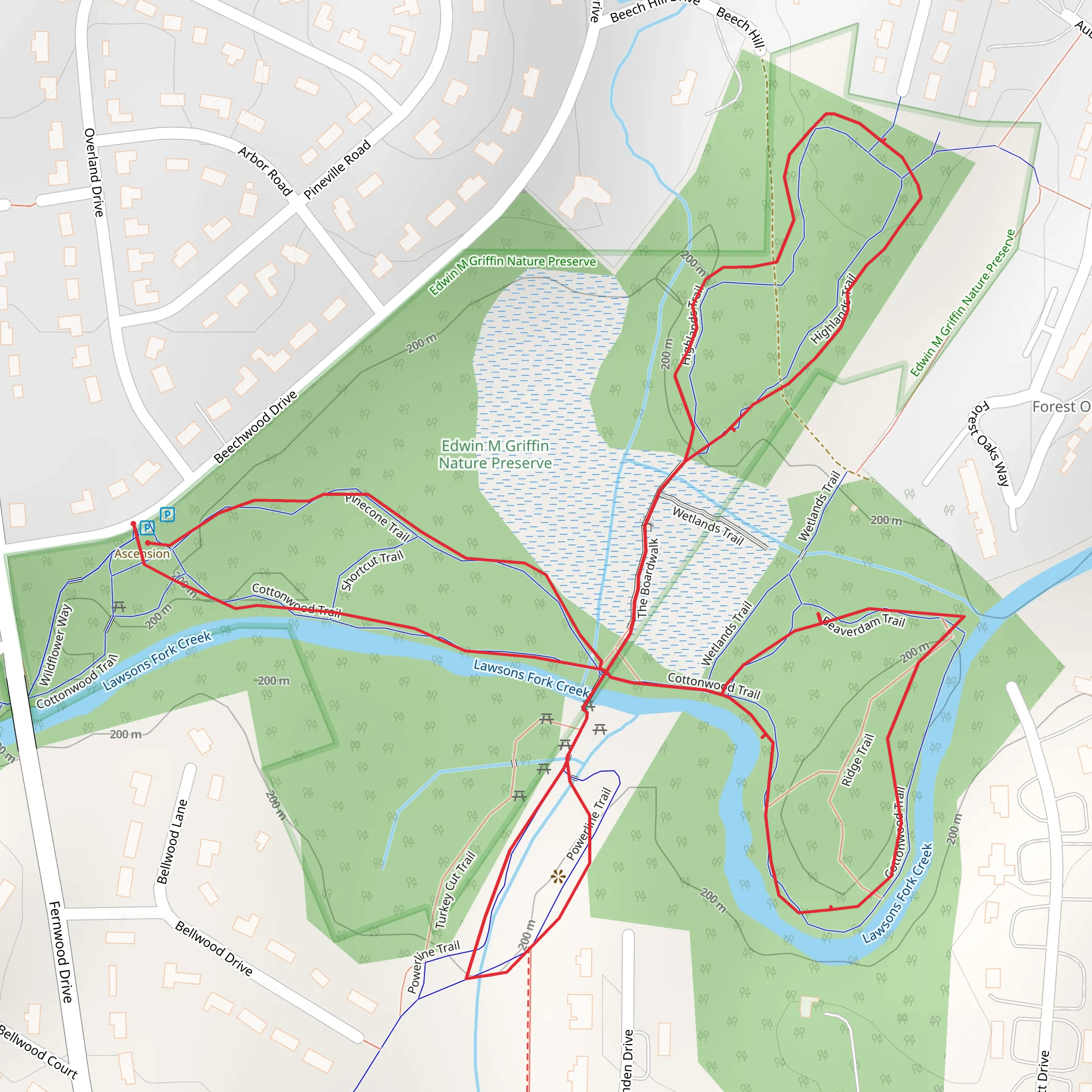 Cottonwood, Wetlands and Beaverdam Loop Trail mobile static map