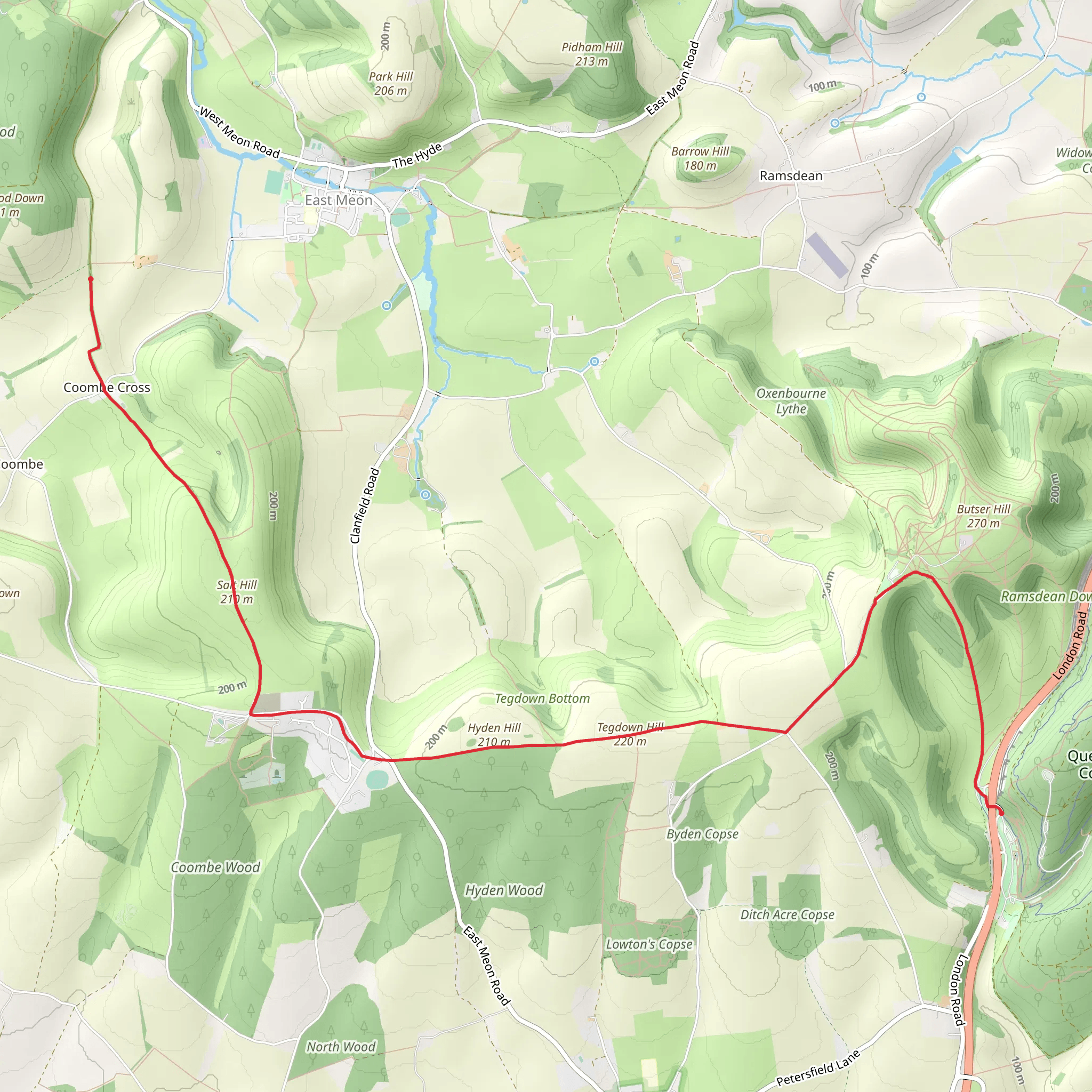 Queen Elizabeth Country Park to East Meon mobile static map