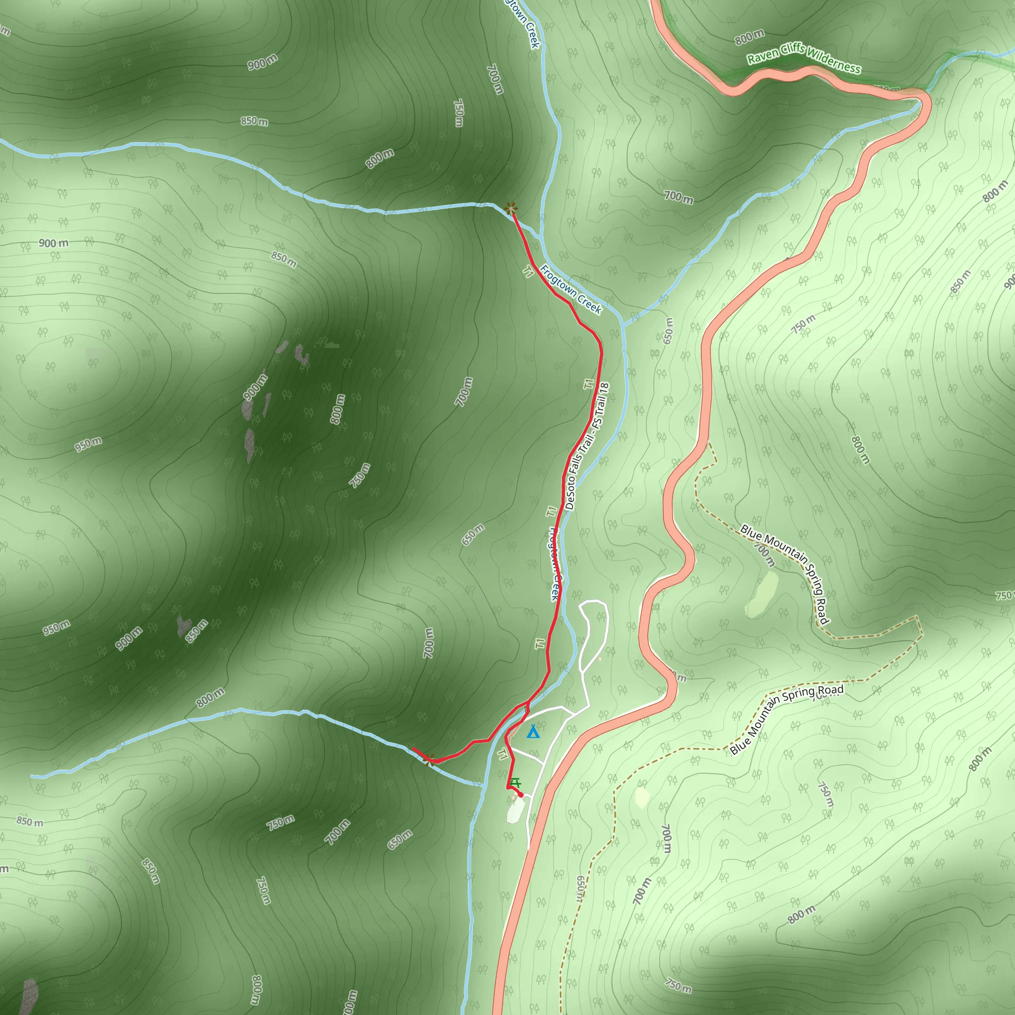 DeSoto Falls Trail mobile static map