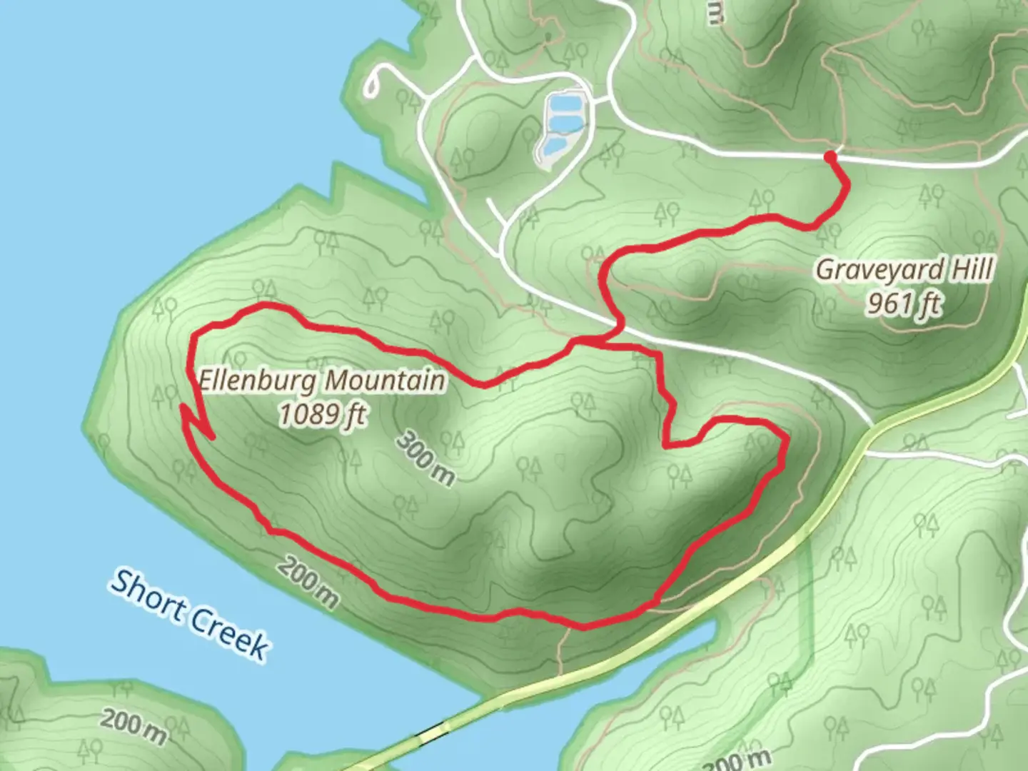 An image depicting the trail King's Chapel and Tom Bevil Loop Trail and its surrounding area.