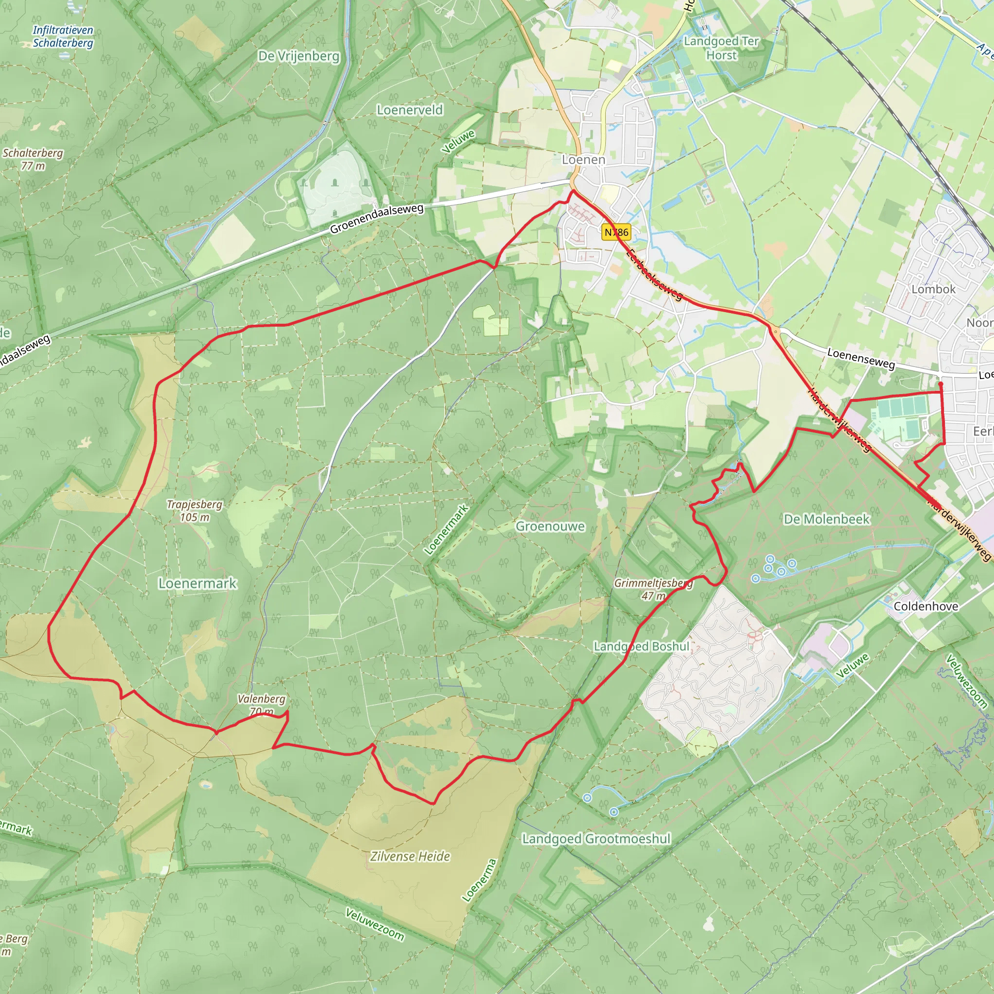 Loenense, Loenermark and Zilvense Heide Loop mobile static map