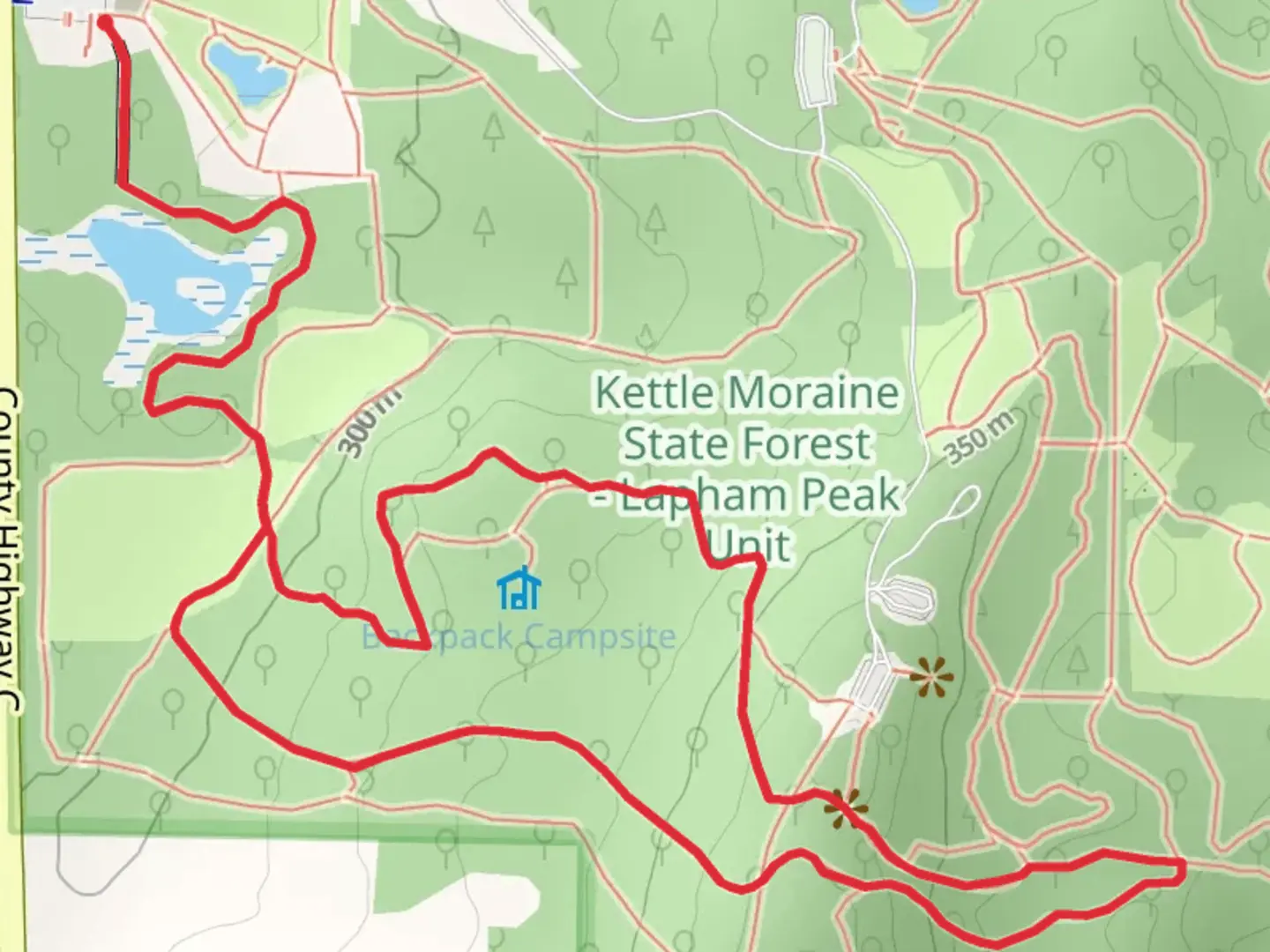 An image depicting the trail Ice Age and Moraine Ridge Loop Trail and its surrounding area.