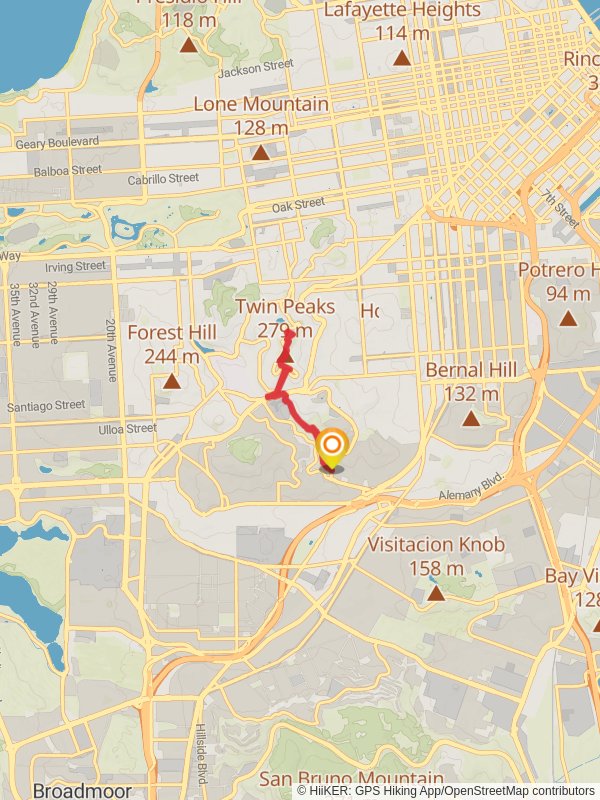 Two Peaks Trail and Islais Creek Trail