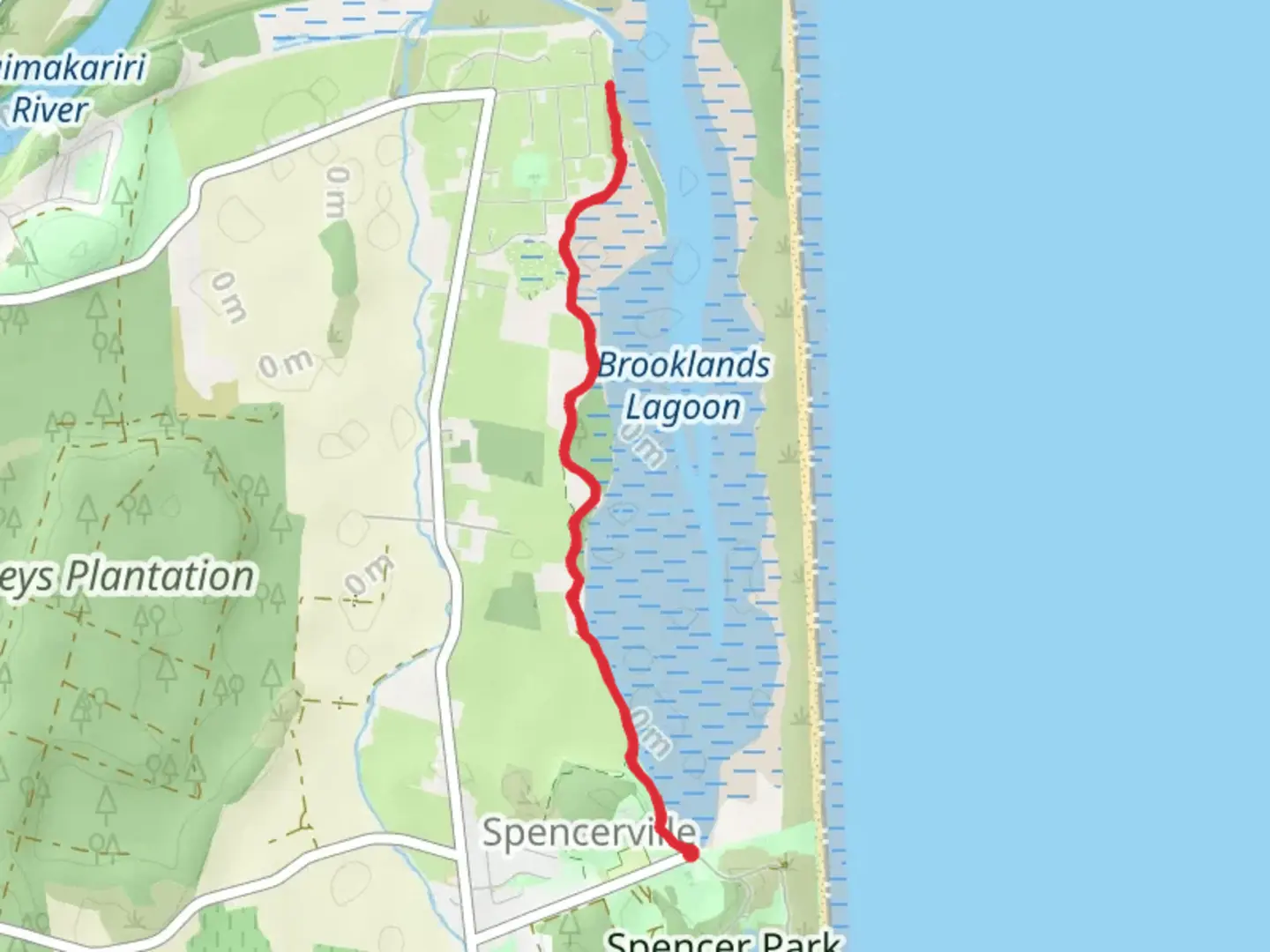 An image depicting the trail Brooklands Lagoon Track and its surrounding area.