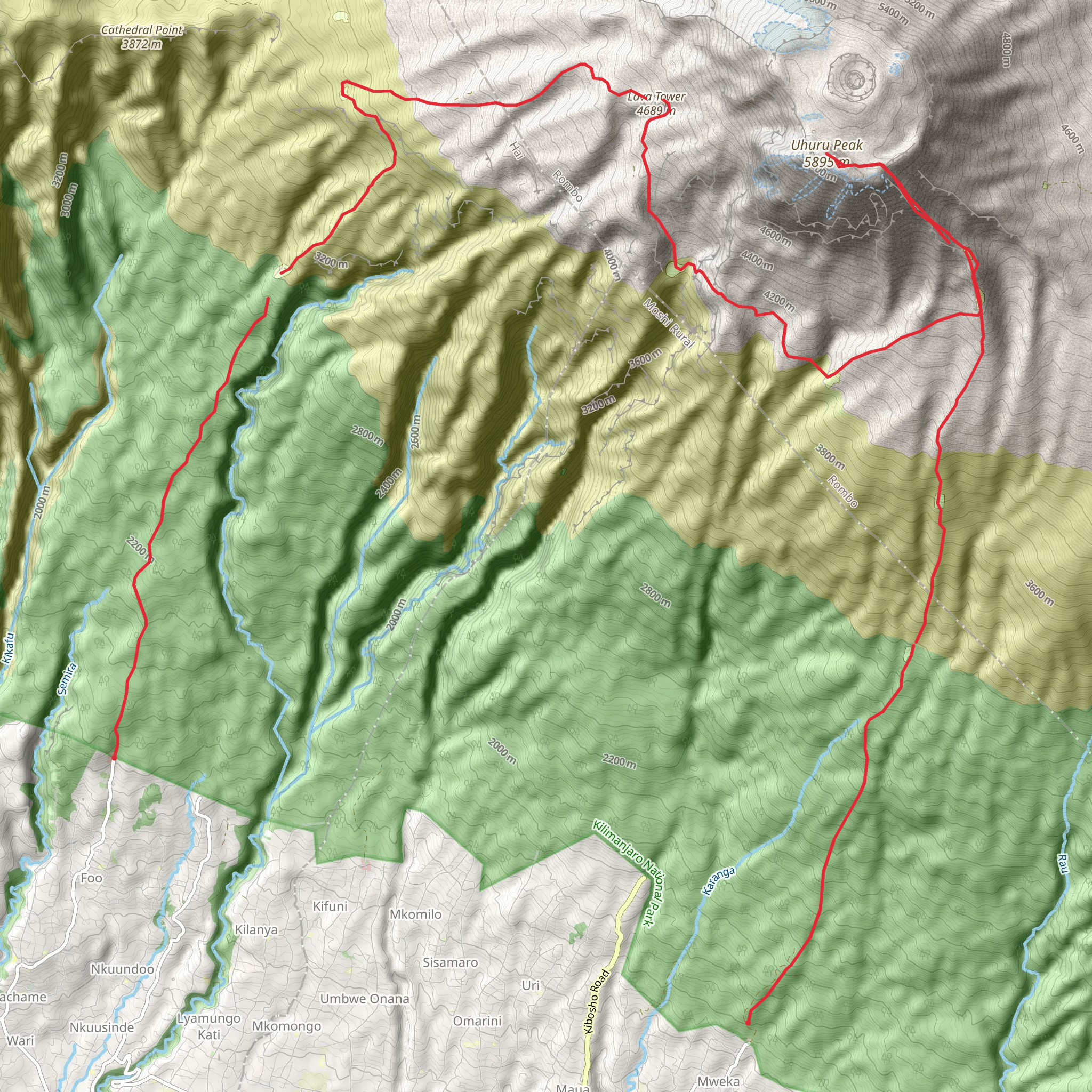 Kilimanjaro - Machame Route mobile static map