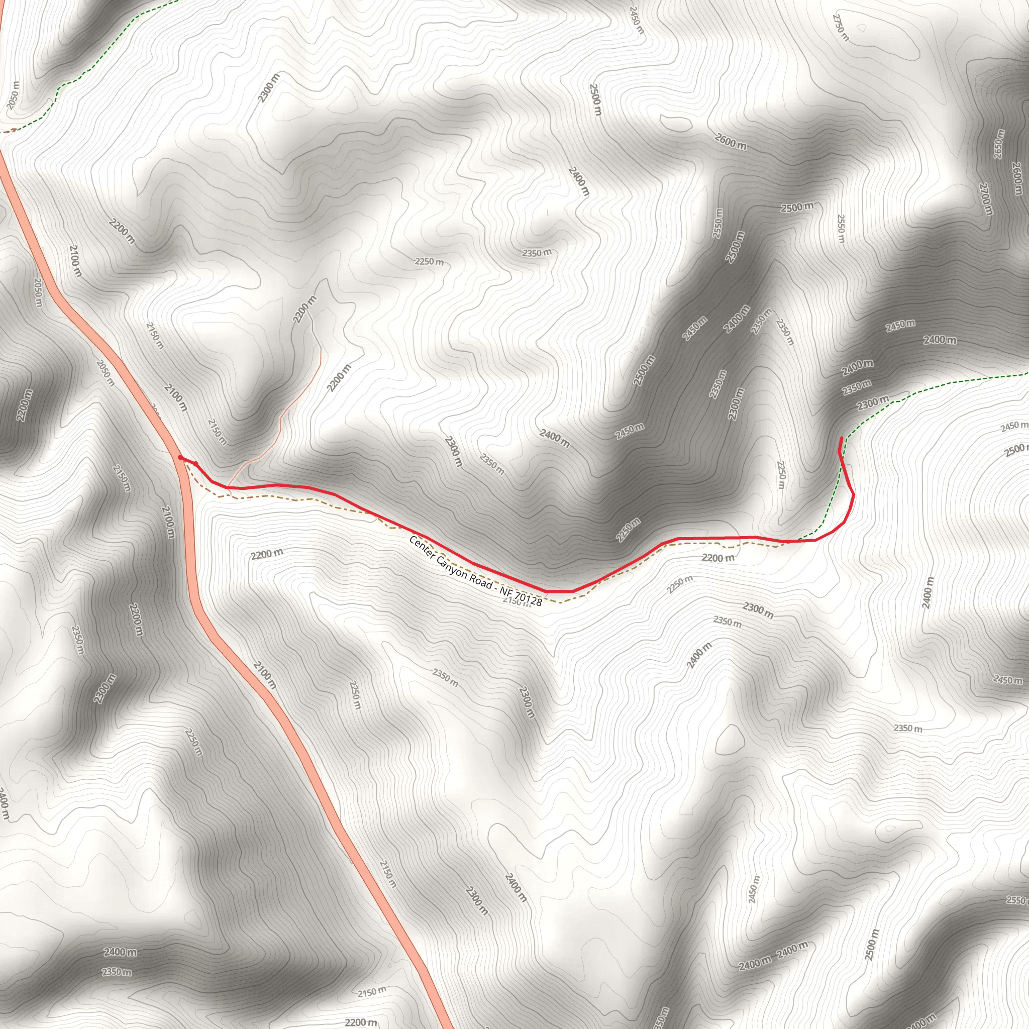 Center Canyon Road Out and Back mobile static map
