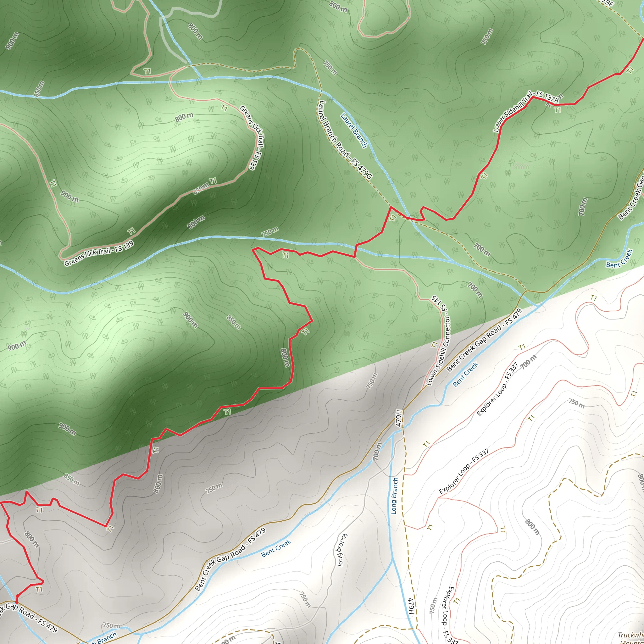 Lower Sidehill Trail mobile static map