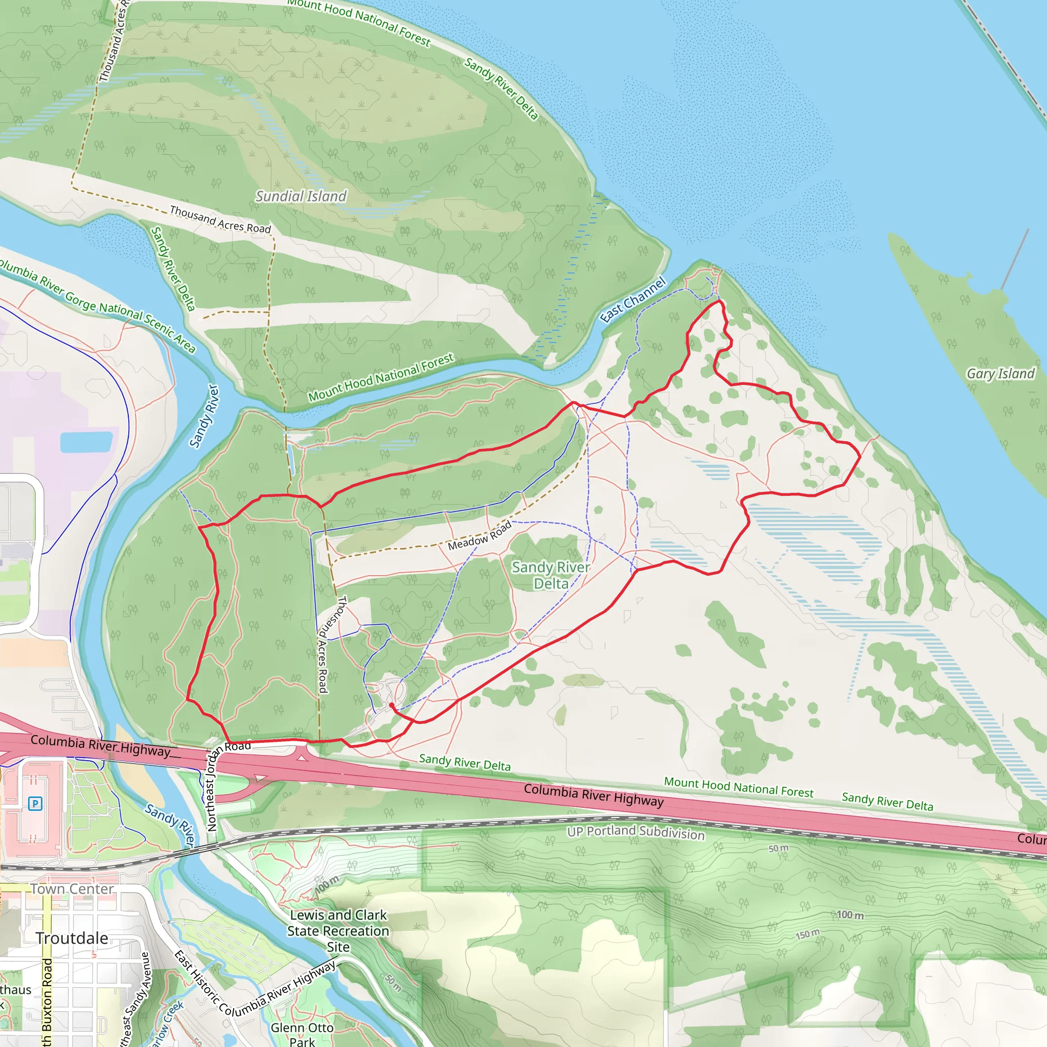 Boundary, Meadow and Old Channel Loop Trail mobile static map