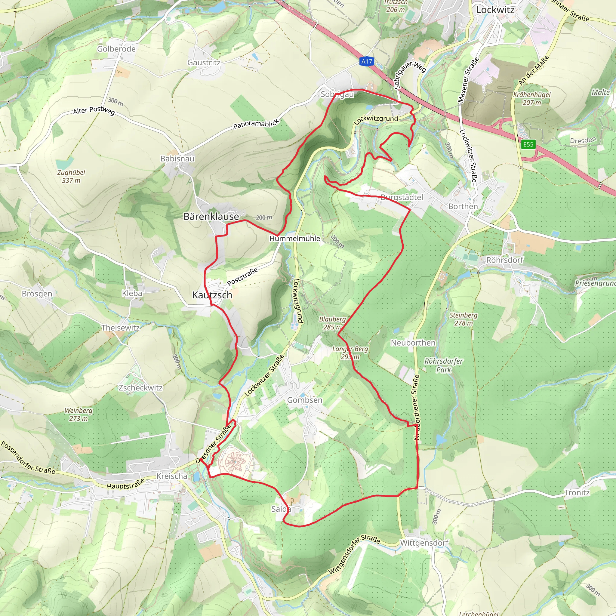 Kreischa and Hummelmuhle Loop mobile static map