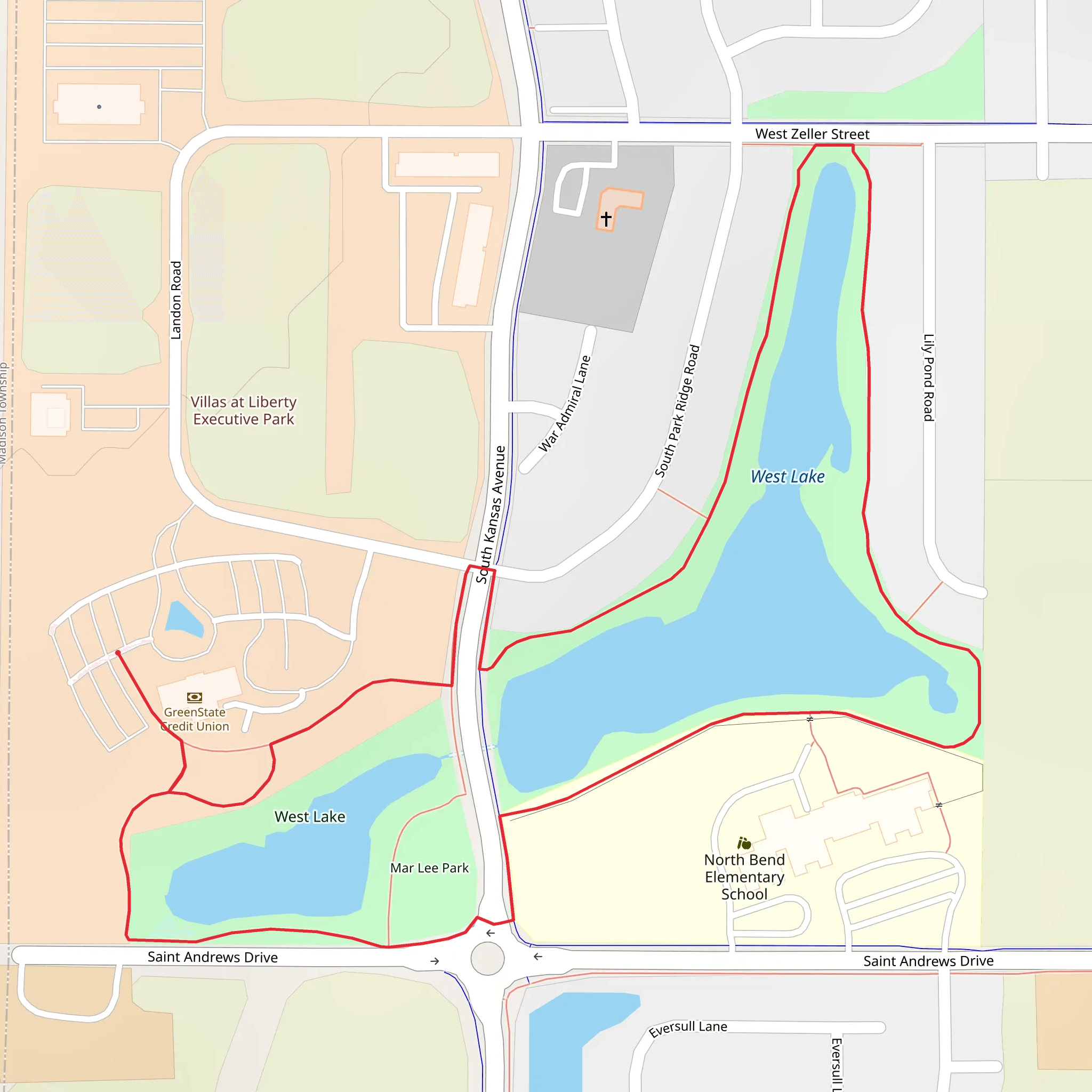 West Lake and Mar Lee Park Loop mobile static map