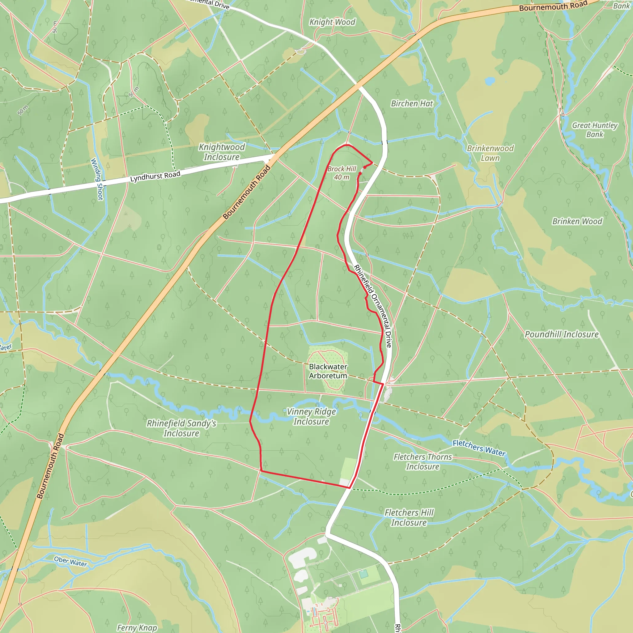 Brock Hill and Blackwater Arboretum Loop mobile static map
