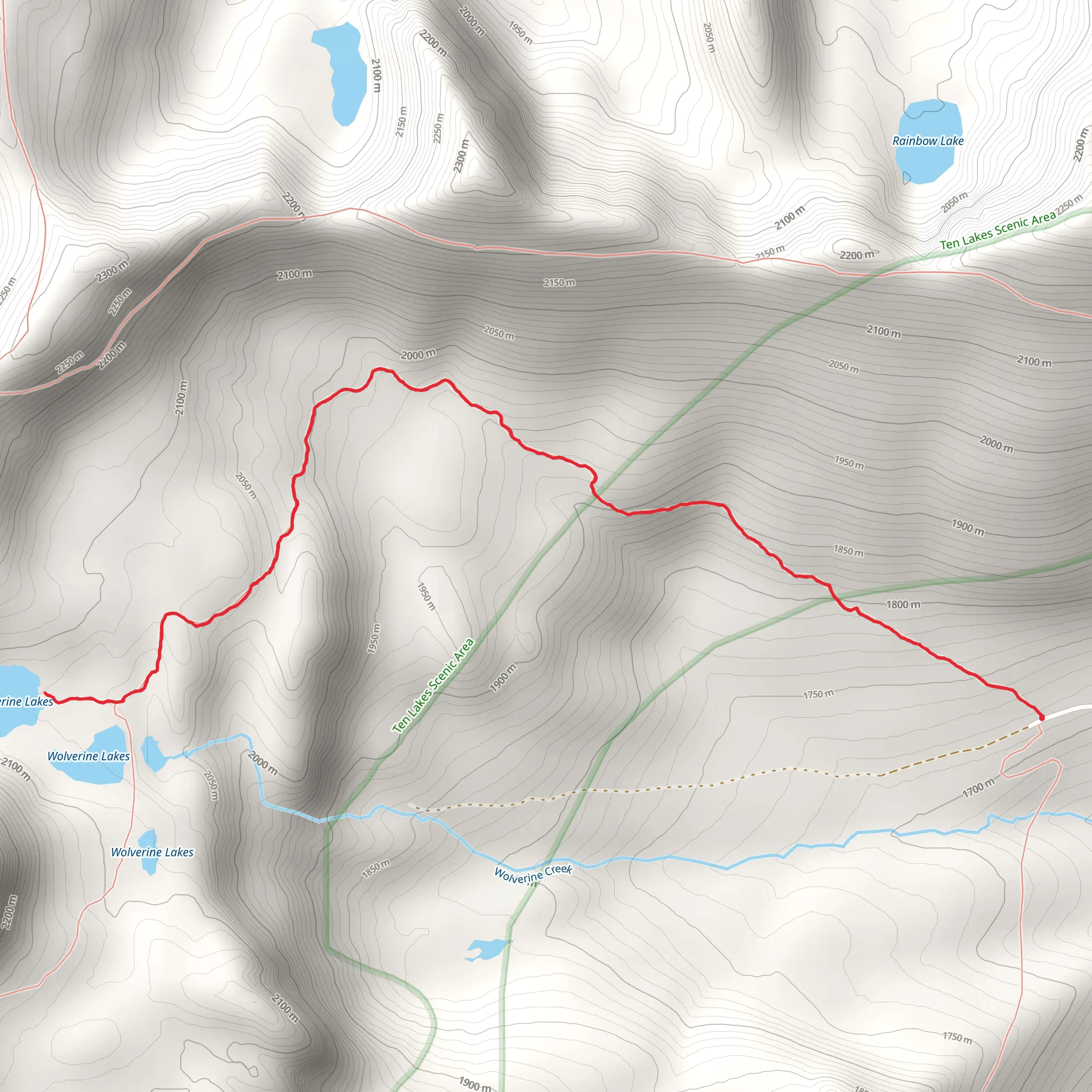 Wolverine Lakes Trail mobile static map
