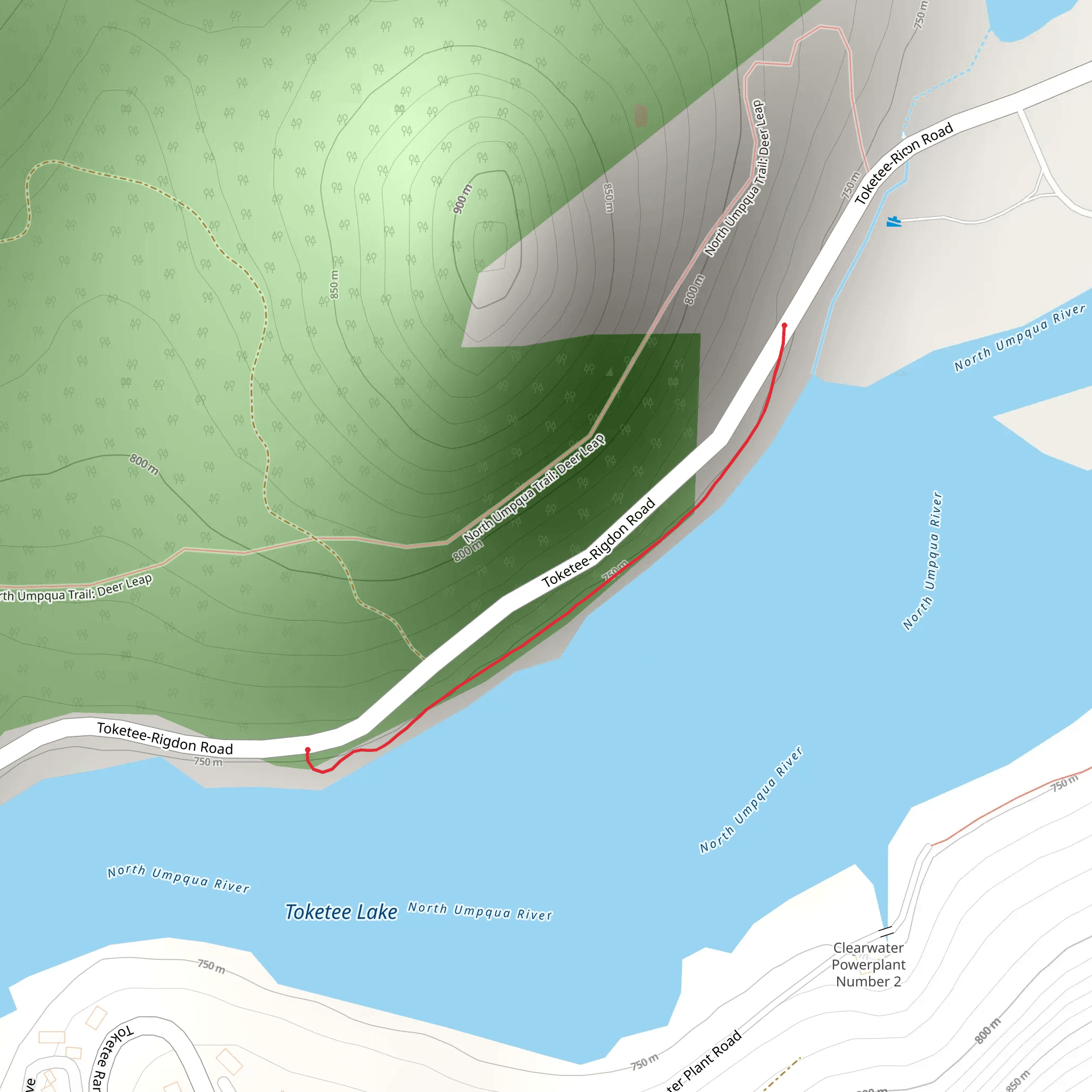 Toketee Lake Trail mobile static map