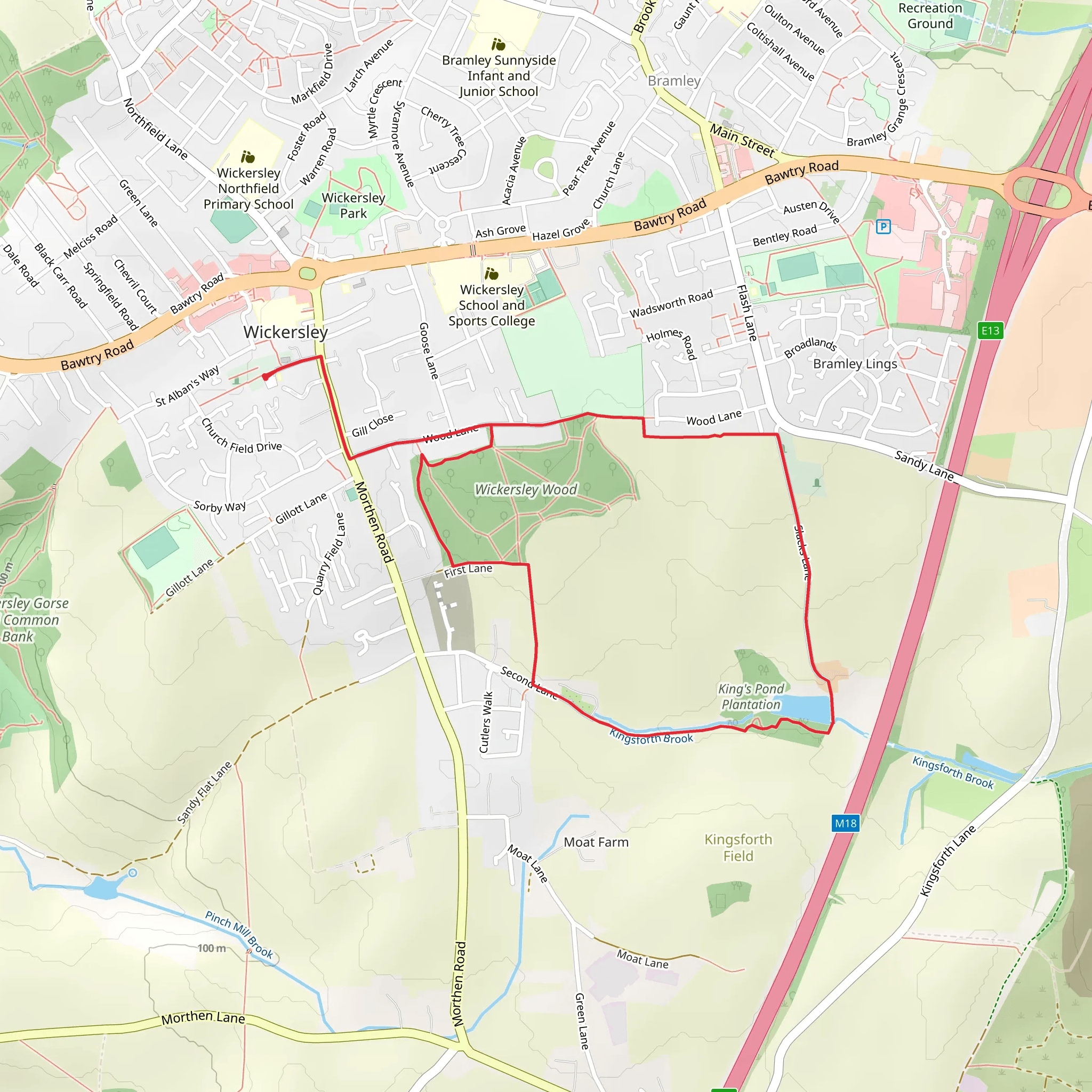 Wickersley Wood Loop mobile static map