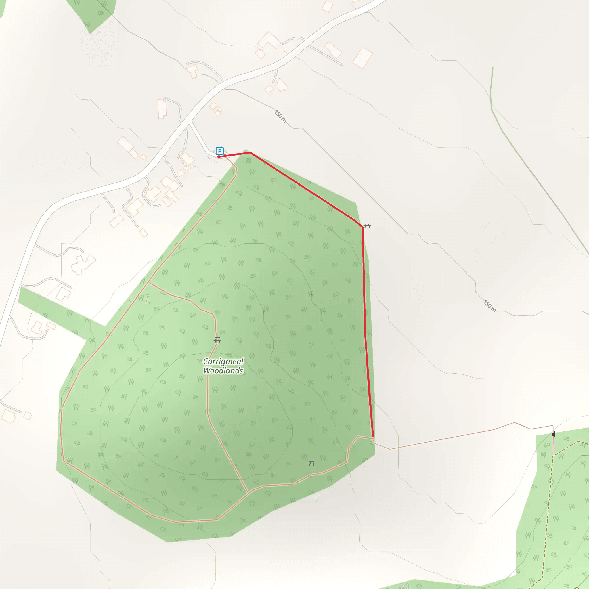 Carrigmeal Woodlands Loops - Sheep's Walk Trail mobile static map