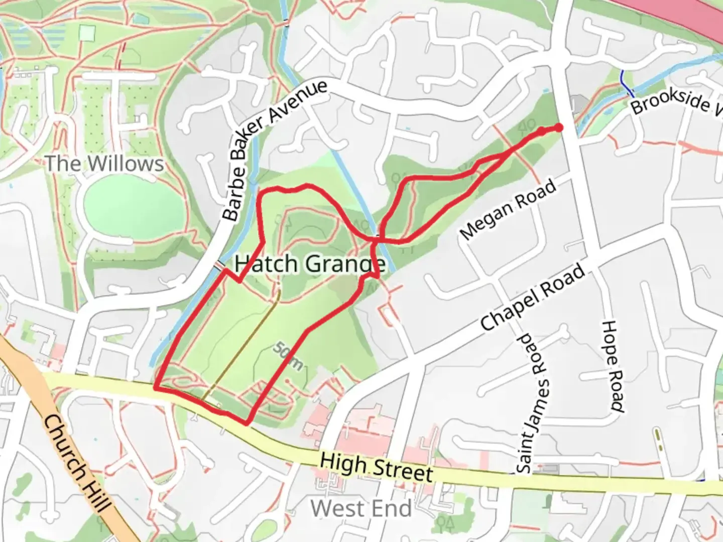 An image depicting the trail Hatch Grange Loop and its surrounding area.