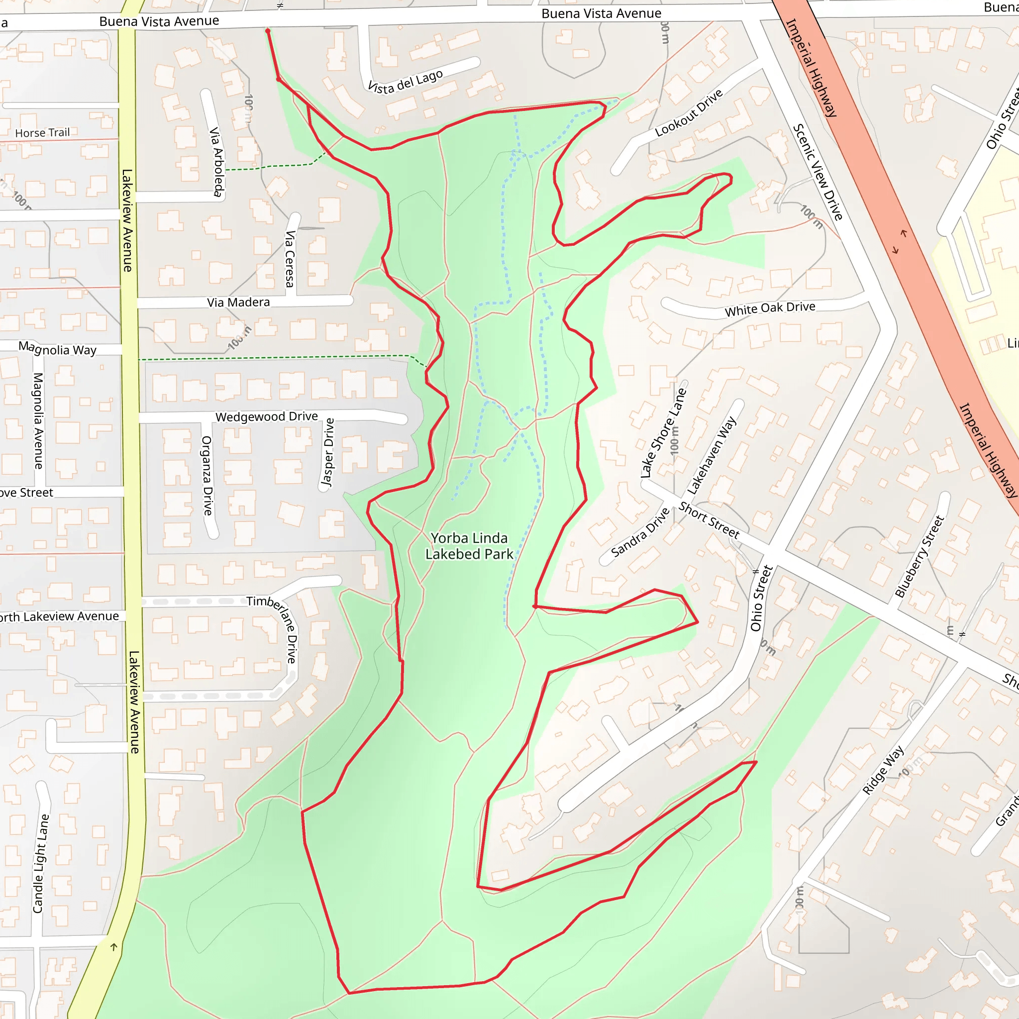 Yorba Linda Lakebed Park Loop mobile static map
