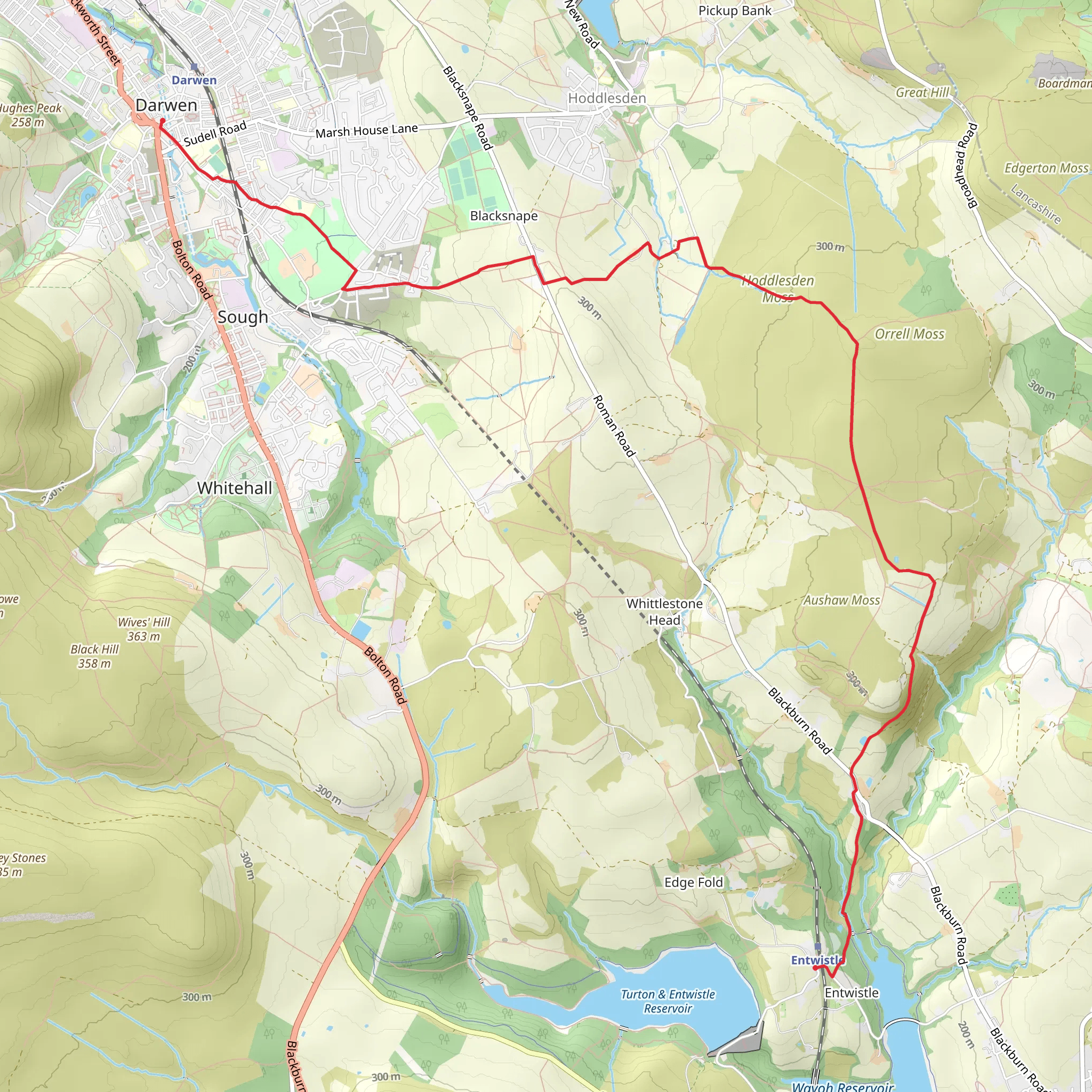 Whittlestone Head Brook, Soot Hill and Rosehill Walk mobile static map
