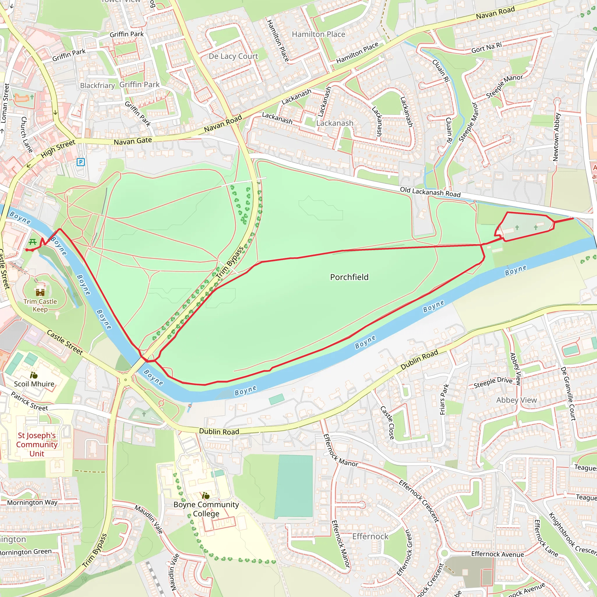 Trim Porch Field Medieval Newtown and Antiquities Walk mobile static map