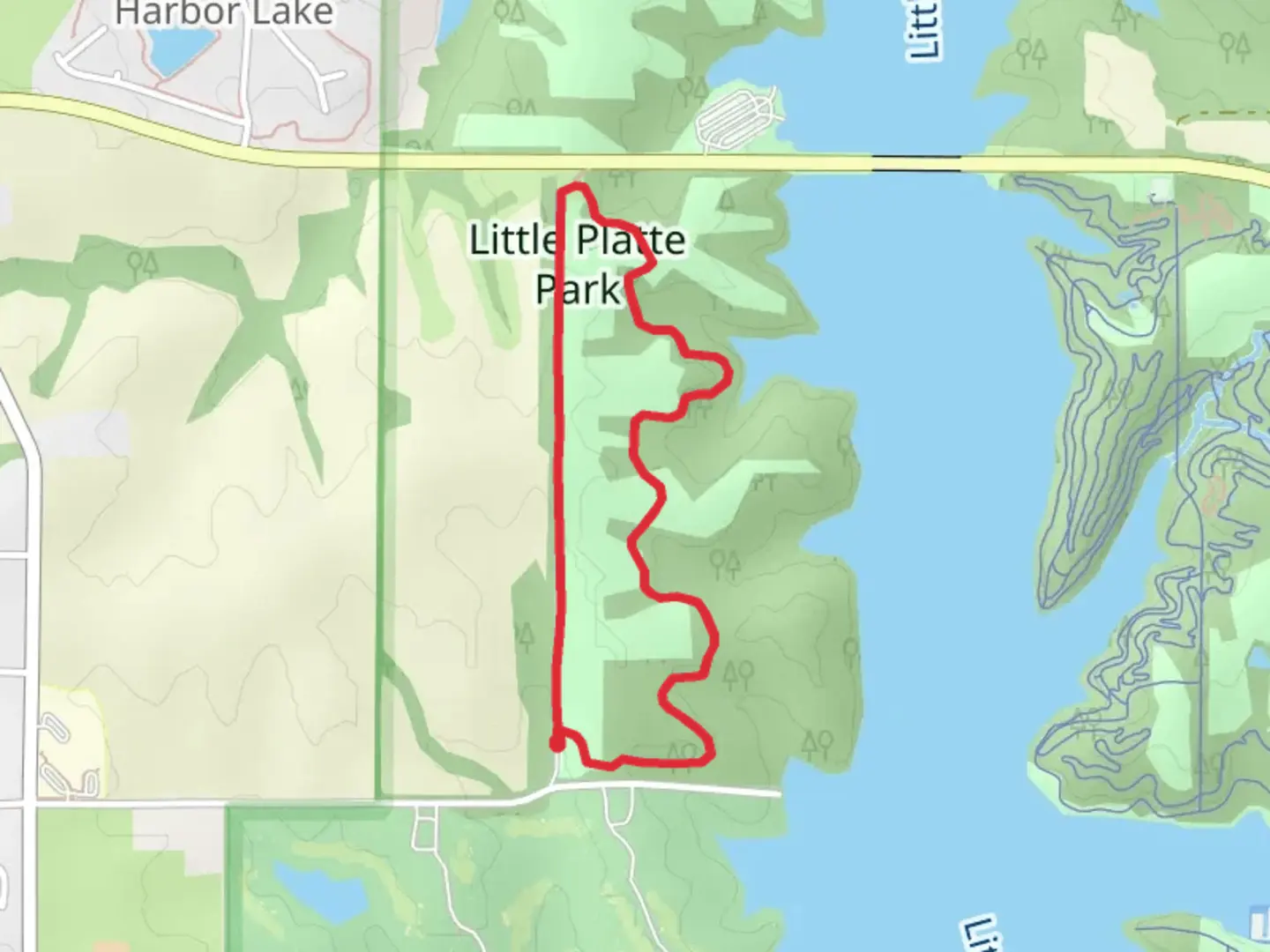 An image depicting the trail Little Platte North Loop Trail and its surrounding area.