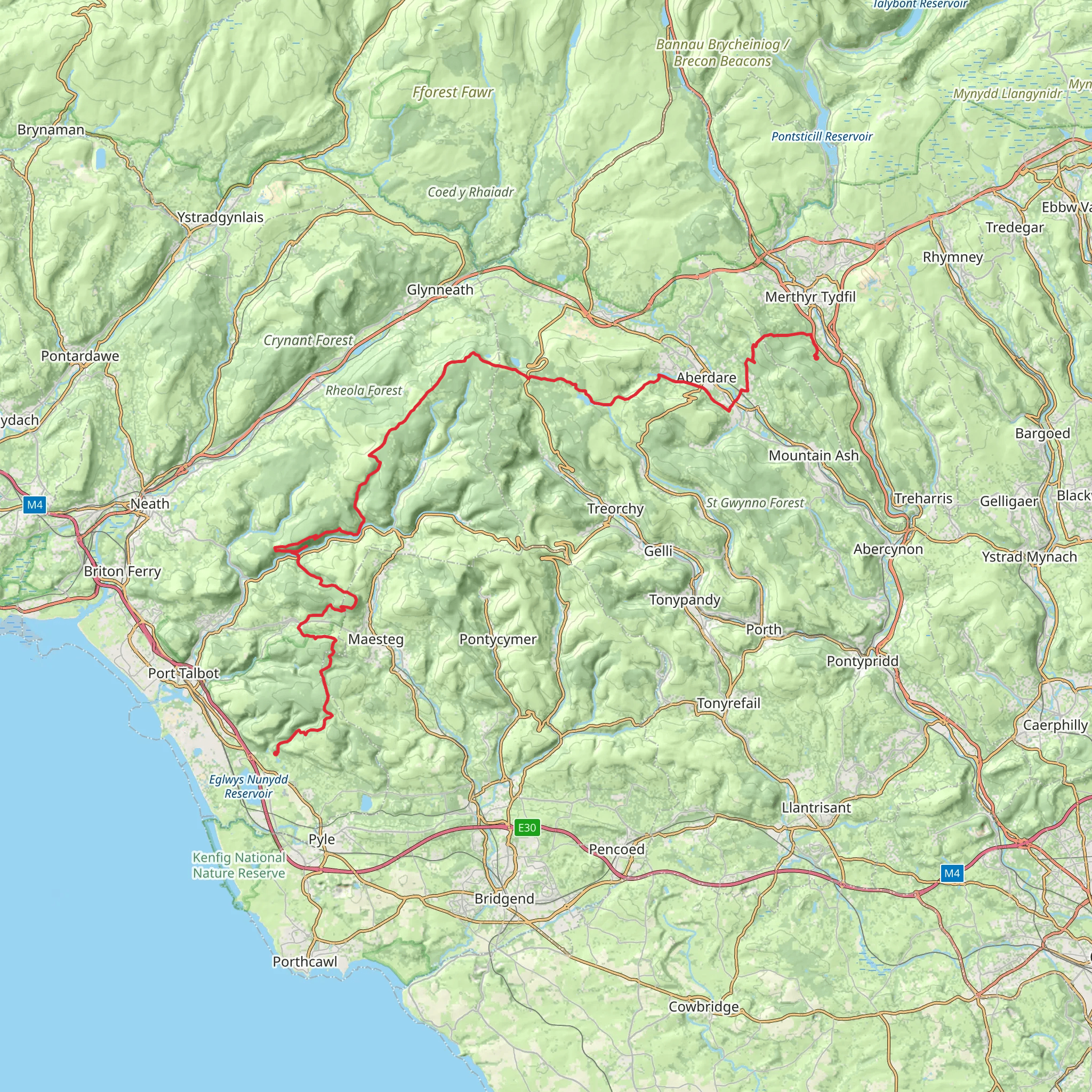 Coed Morgannwg Way mobile static map