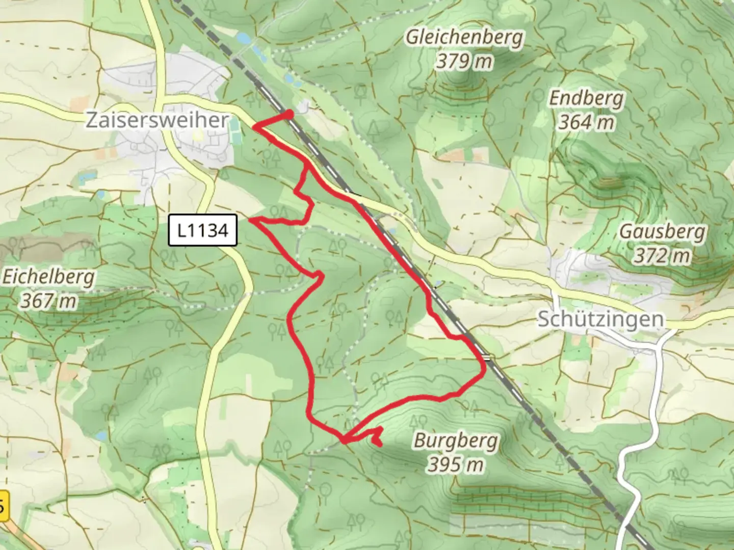 An image depicting the trail WasenWald and Burgberg Loop and its surrounding area.