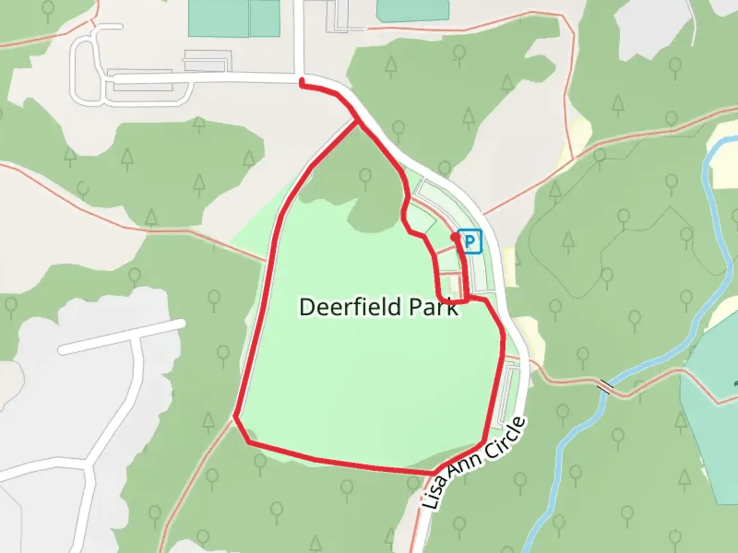 An image depicting the trail Deerfield Park Loop and its surrounding area.
