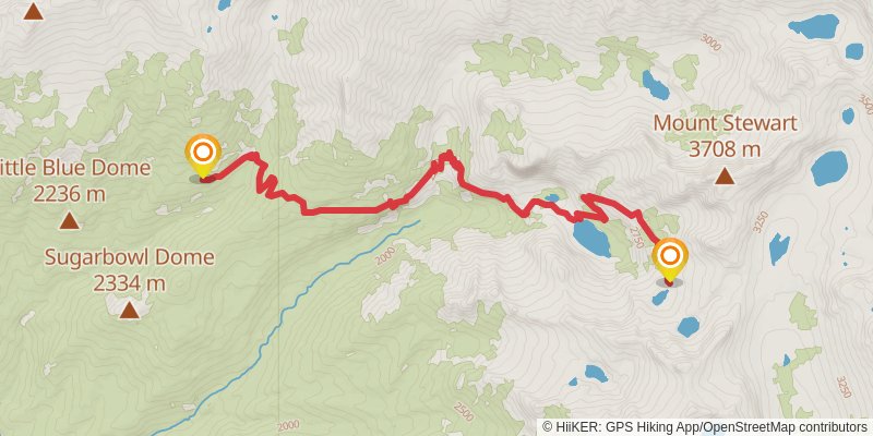 Crescent Meadows to Whitney Portal stage 2 Map