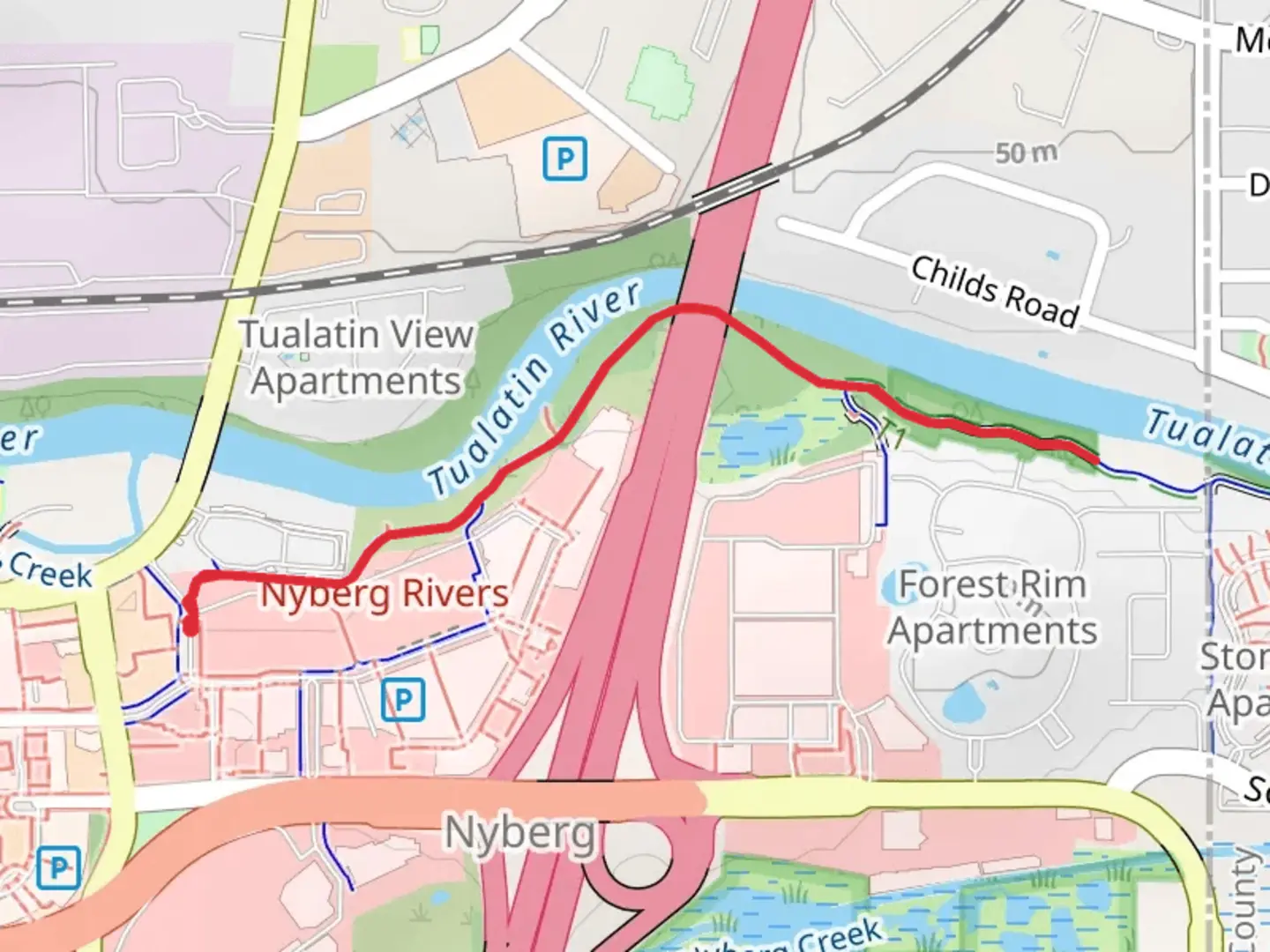 An image depicting the trail Tualatin River Greenway Out and Back and its surrounding area.